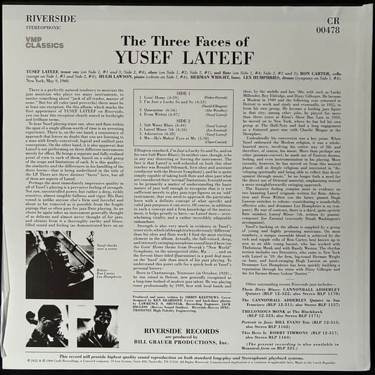 YUSEF LATEEF - THE THREE FACES OF YUSEF LATEEF (VMP) (USED VINYL 2022 US M-/M-)