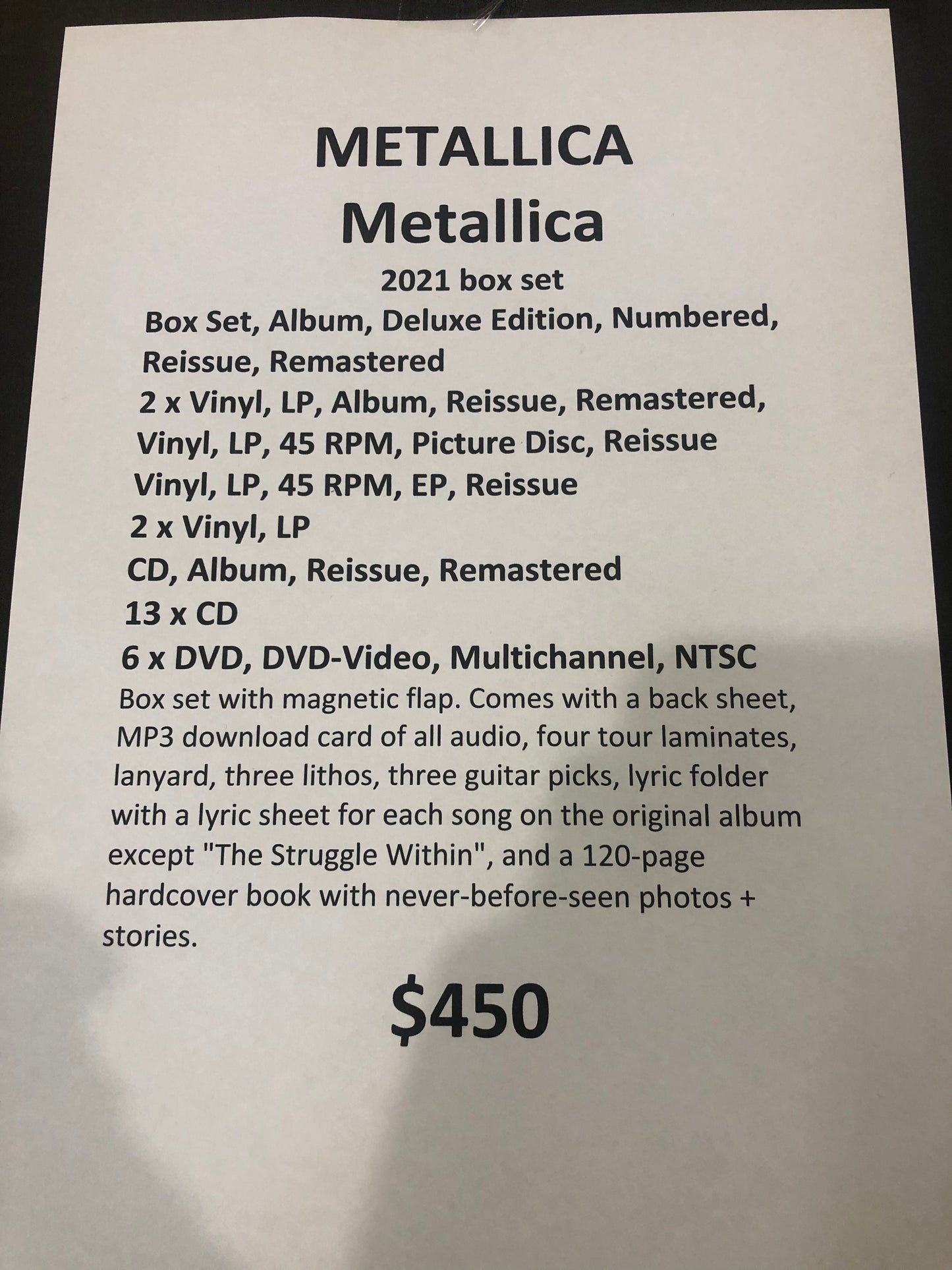 METALLICA - METALLICA (2021 BOX SET 6 x LP 13 x CD 6 x DVD) VINYL
