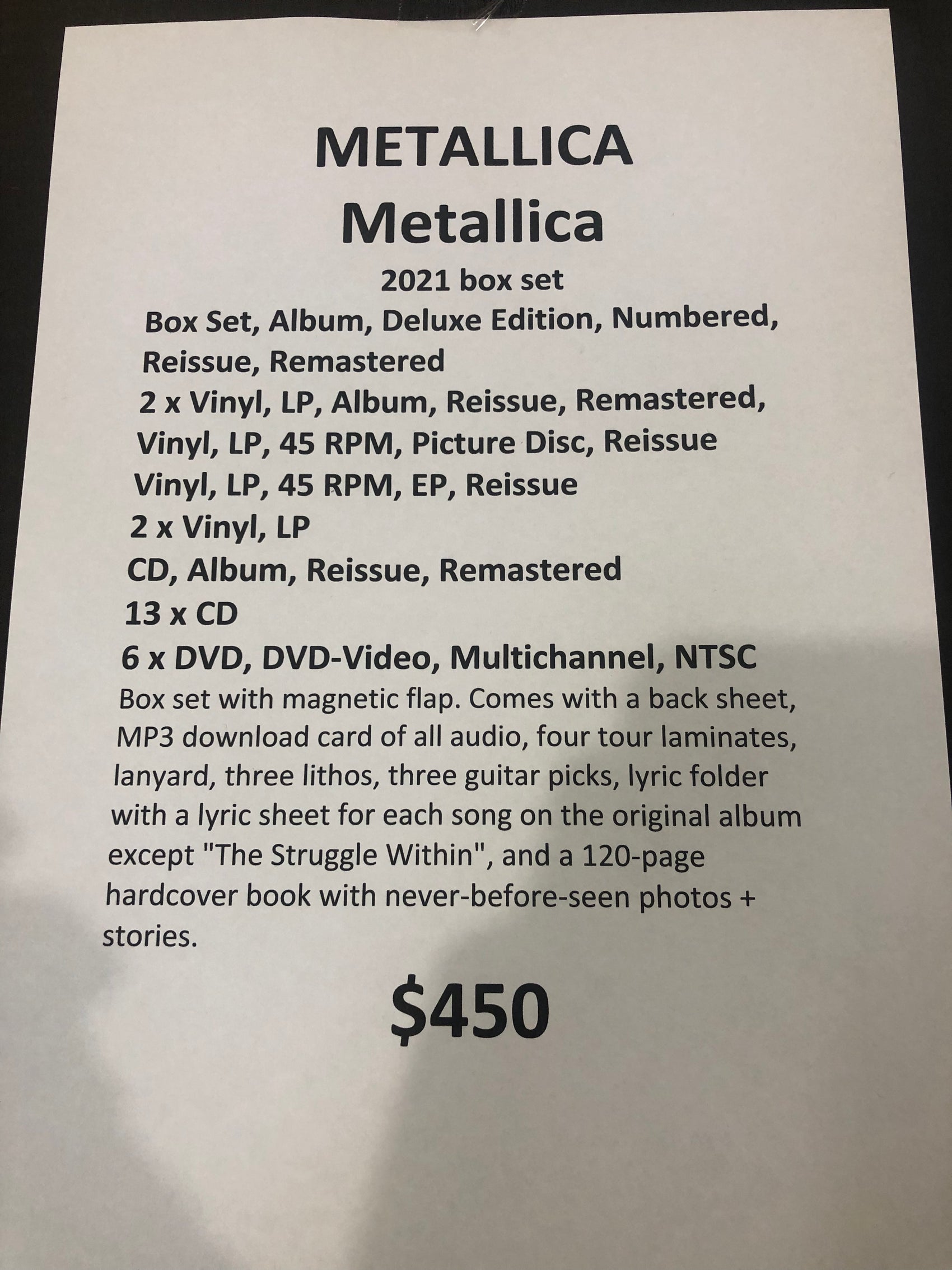 METALLICA - METALLICA (2021 BOX SET 6 x LP 13 x CD 6 x DVD) VINYL