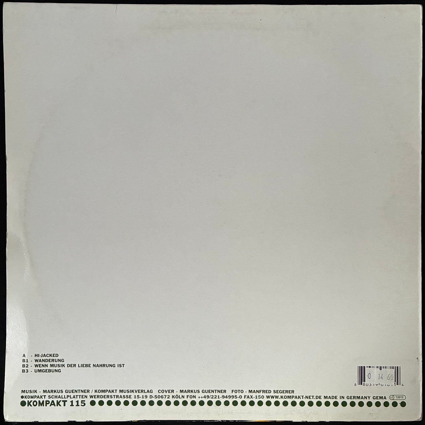 MARKUS GUENTNER - 1981 (EP) (USED VINYL 2005 GERMANY M-/EX)