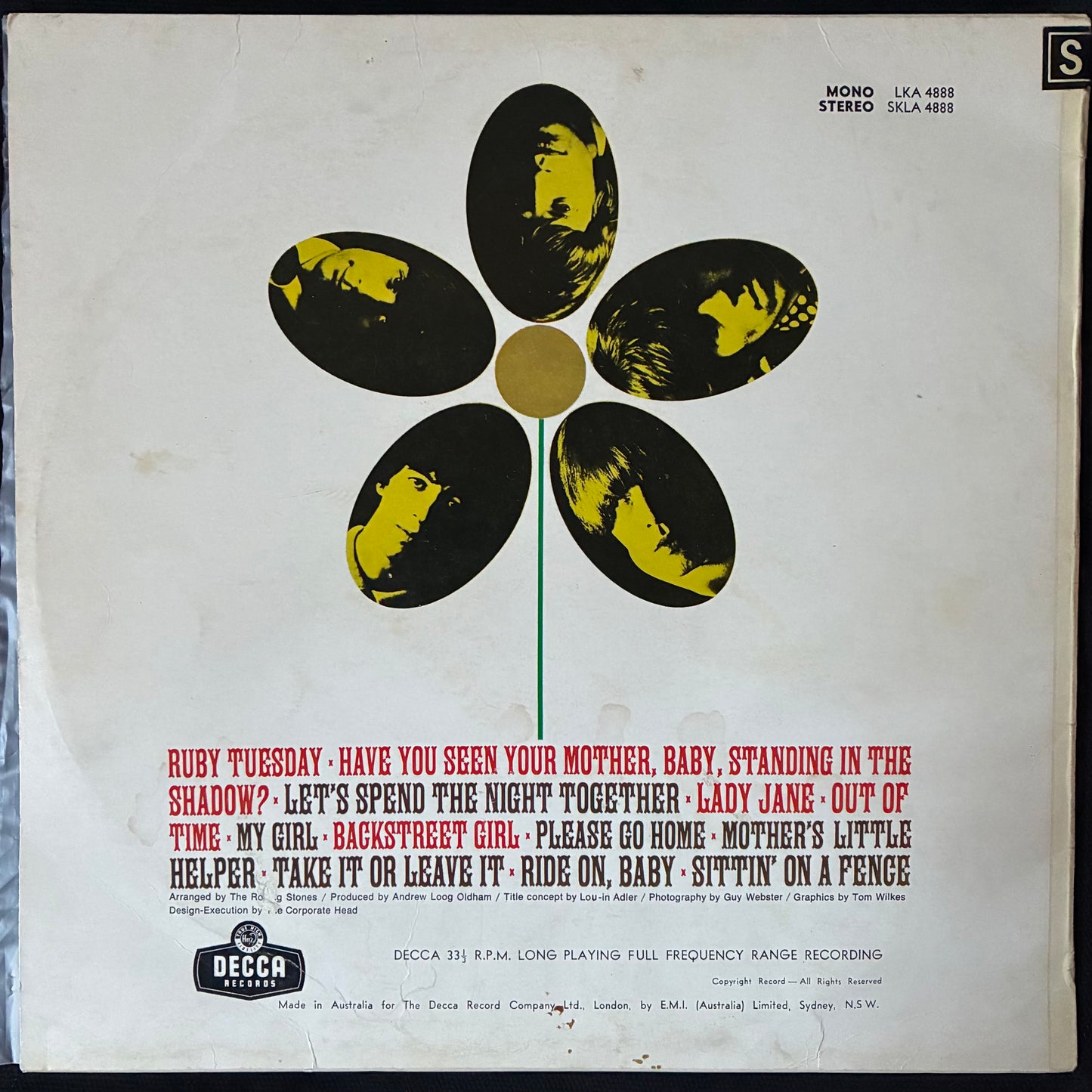 ROLLING STONES - FLOWERS (STEREO) (USED VINYL 1967 AUS EX+/EX)