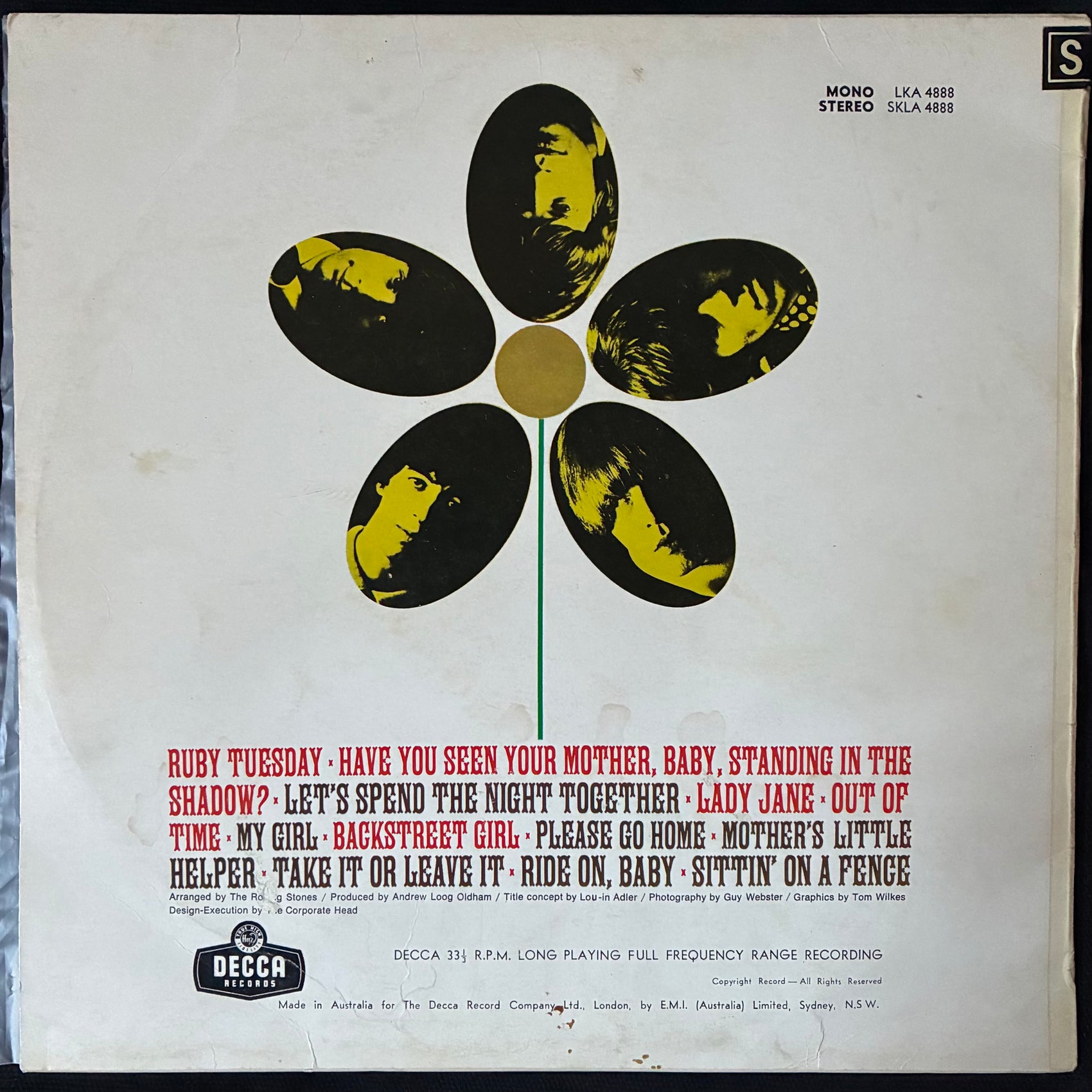 ROLLING STONES - FLOWERS (STEREO) (USED VINYL 1967 AUS EX+/EX)