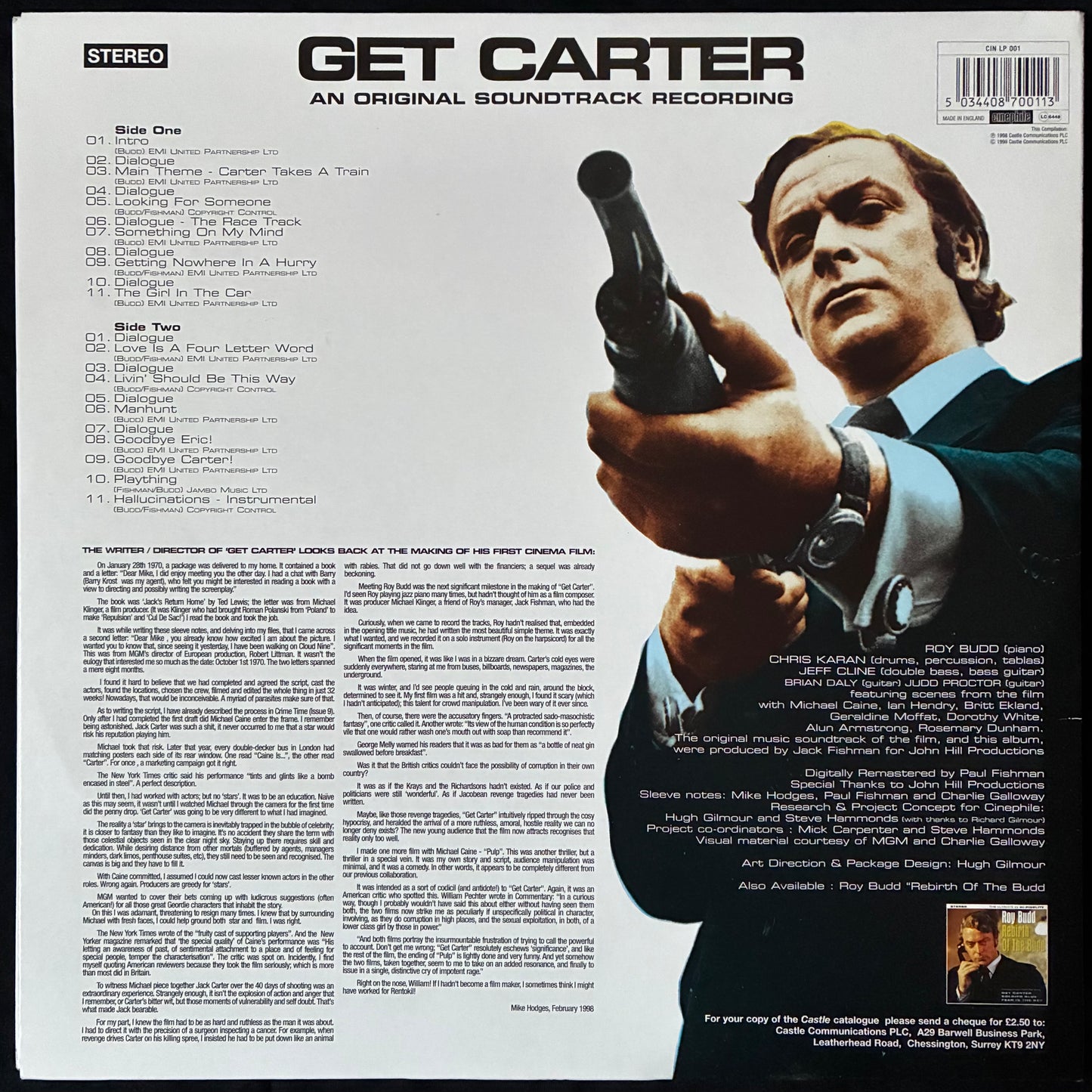 ROY BUDD - GET CARTER OST (USED VINYL 1998 UK M-/M-)