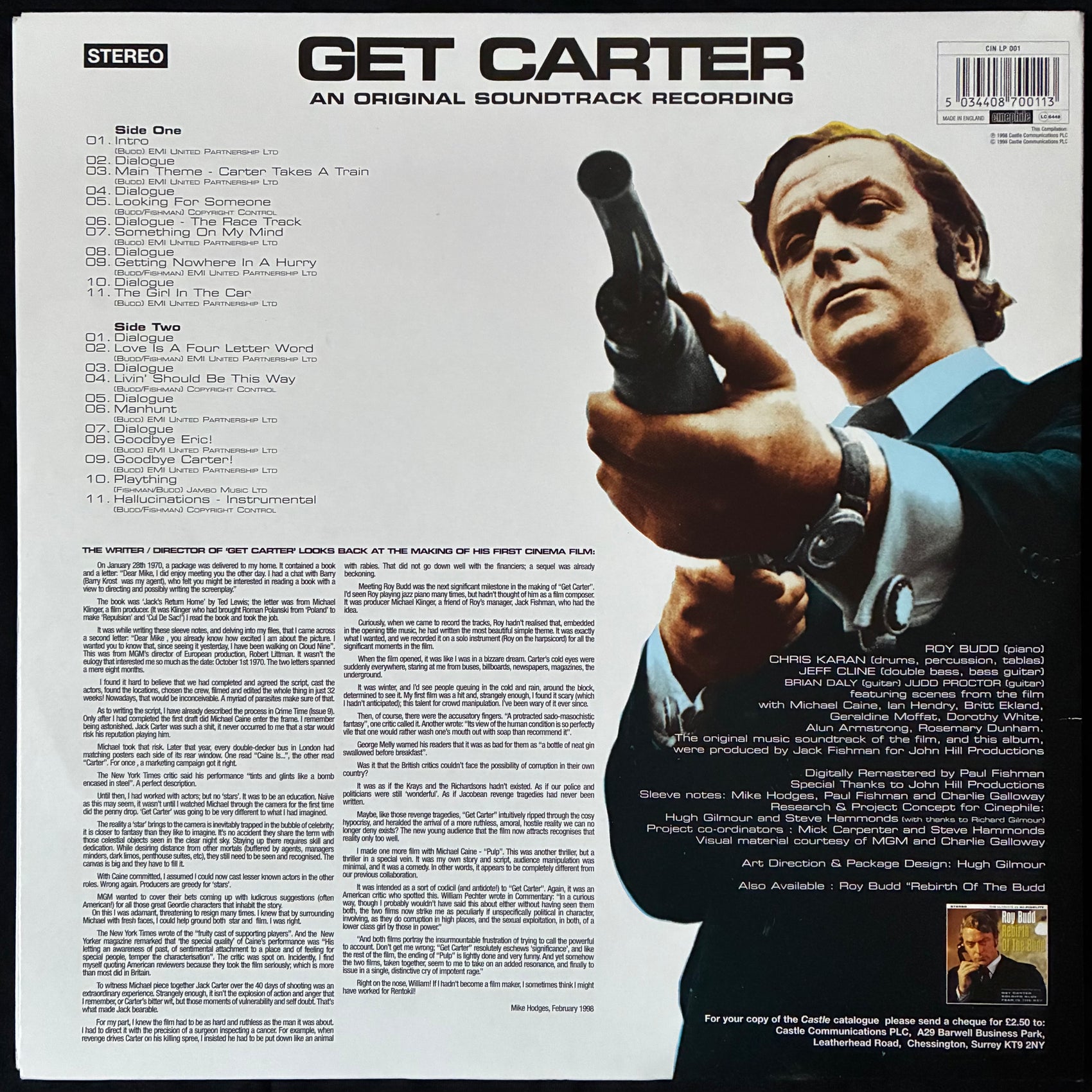 ROY BUDD - GET CARTER OST (USED VINYL 1998 UK M-/M-)