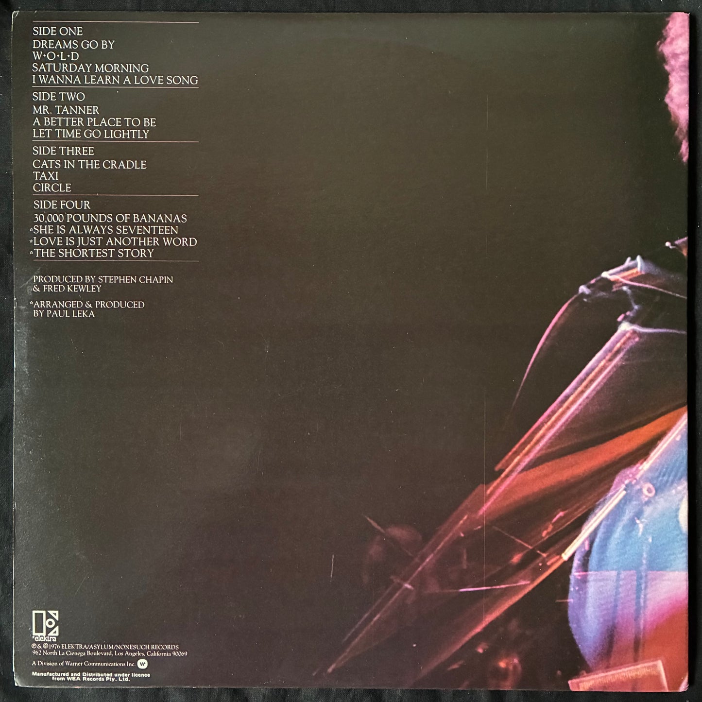 HARRY CHAPIN - GREATEST STORIES LIVE (2LP) (USED VINYL 1976 AUS M-/M-)