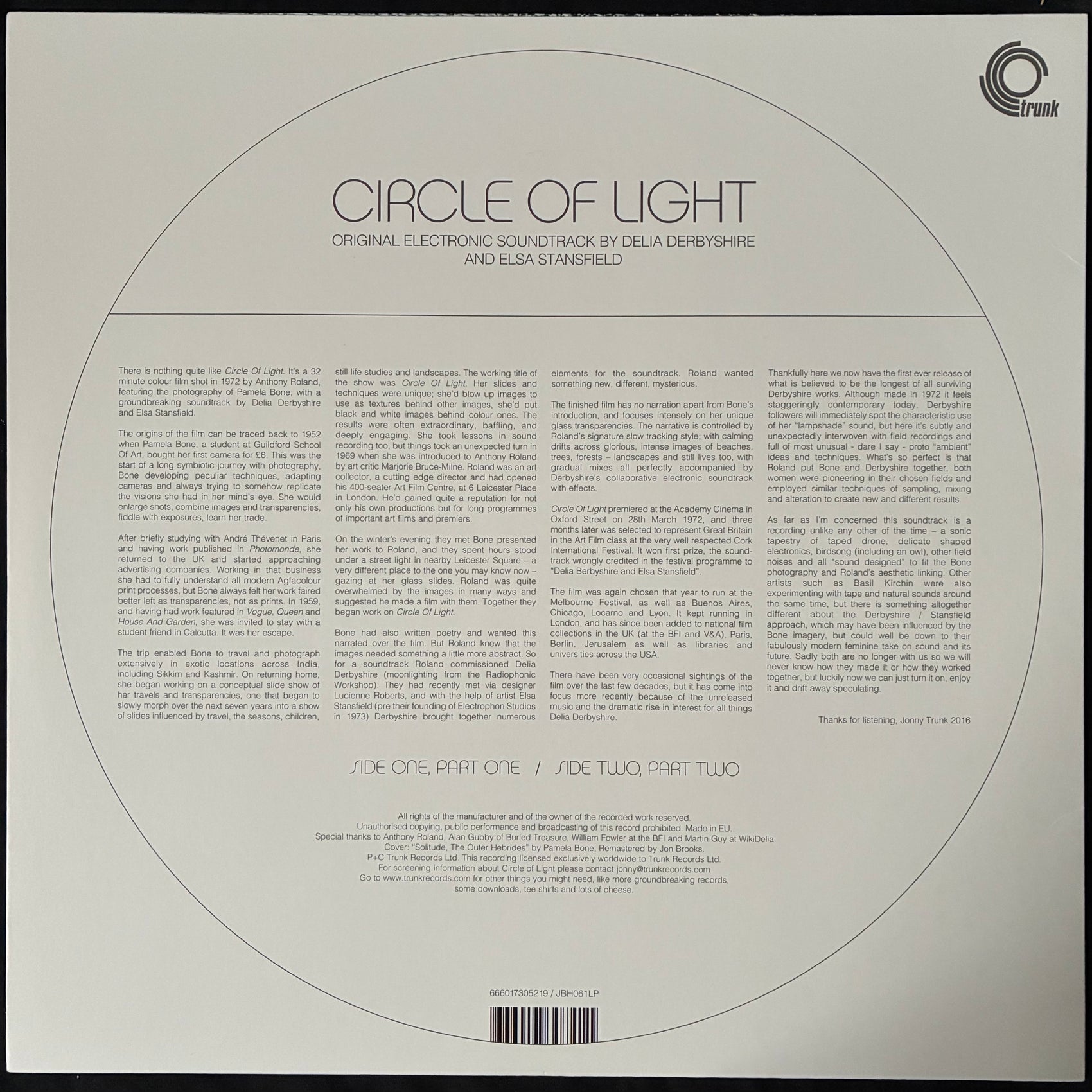 DELIA DERBYSHIRE & ELSA STANSFIELD - CIRCLE OF LIGHT OST (GOLD COLOURED) (USED VINYL 2016 UK M-/M-)