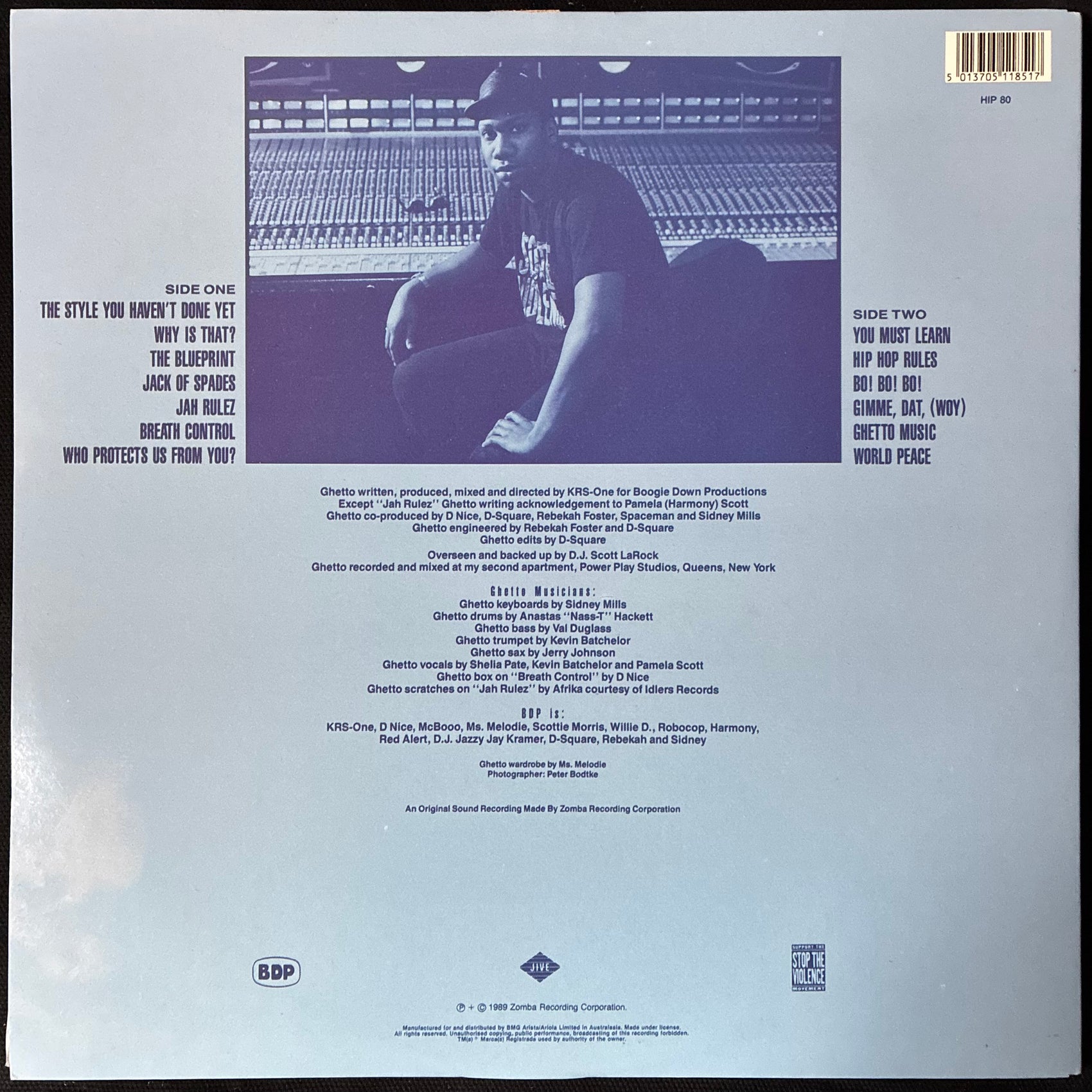 BOOGIE DOWN PRODUCTIONS - GHETTO MUSIC : THE BLUEPRINT OF HIP HOP (FIRST PRESSING) (USED VINYL 1989 AUS M-/M-)