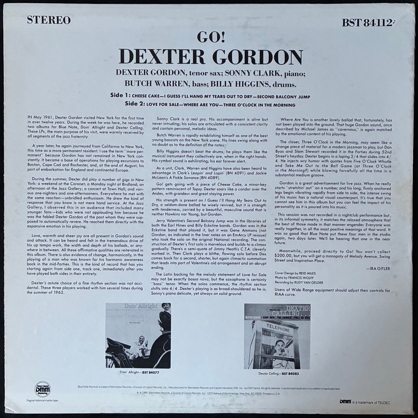 DEXTER GORDON - GO (USED VINYL 1985 US M-/EX+)