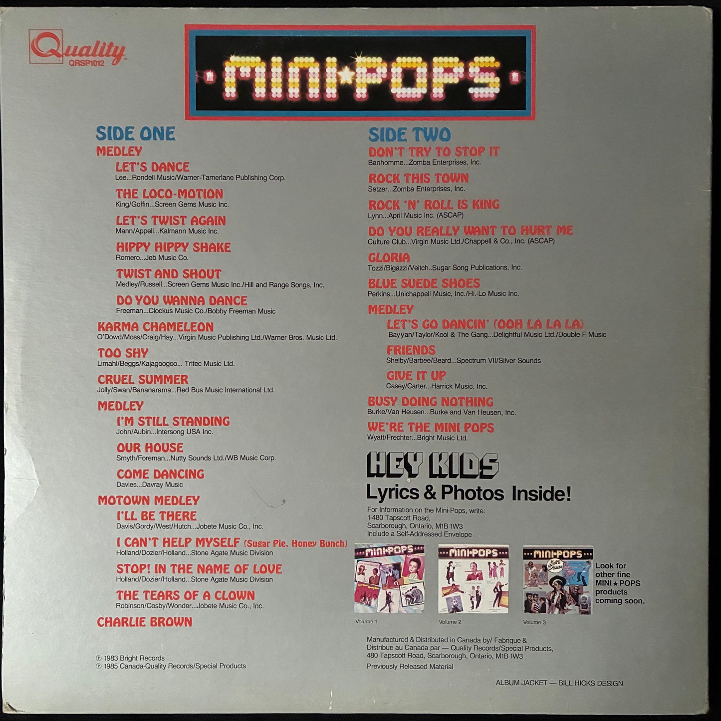 MINI-POPS - LET'S DANCE (USED VINYL 1983 CANADA M-/EX+)