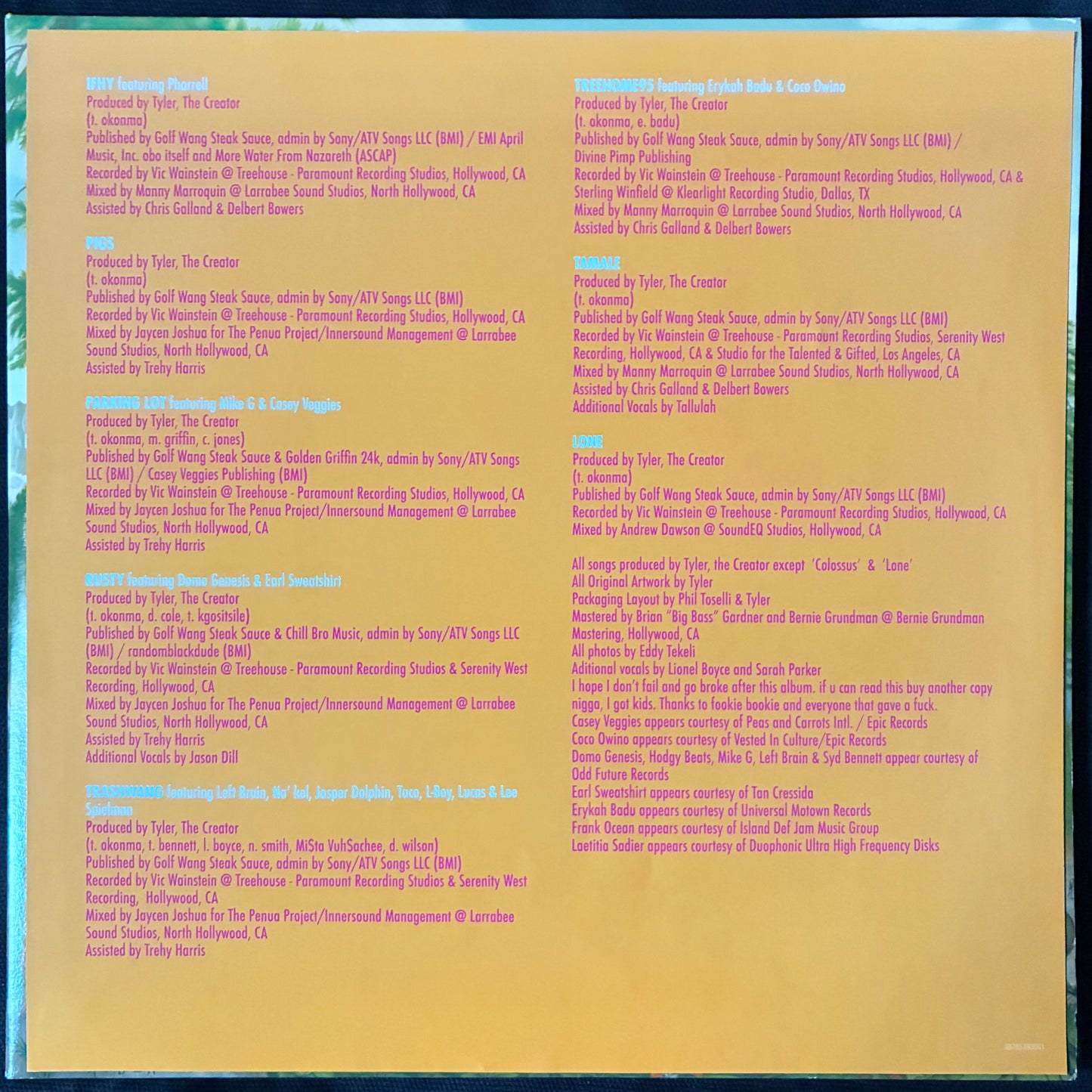 TYLER THE CREATOR - WOLF (PINK COLOURED) (2LP) (USED VINYL 2014 EU M-/EX+)