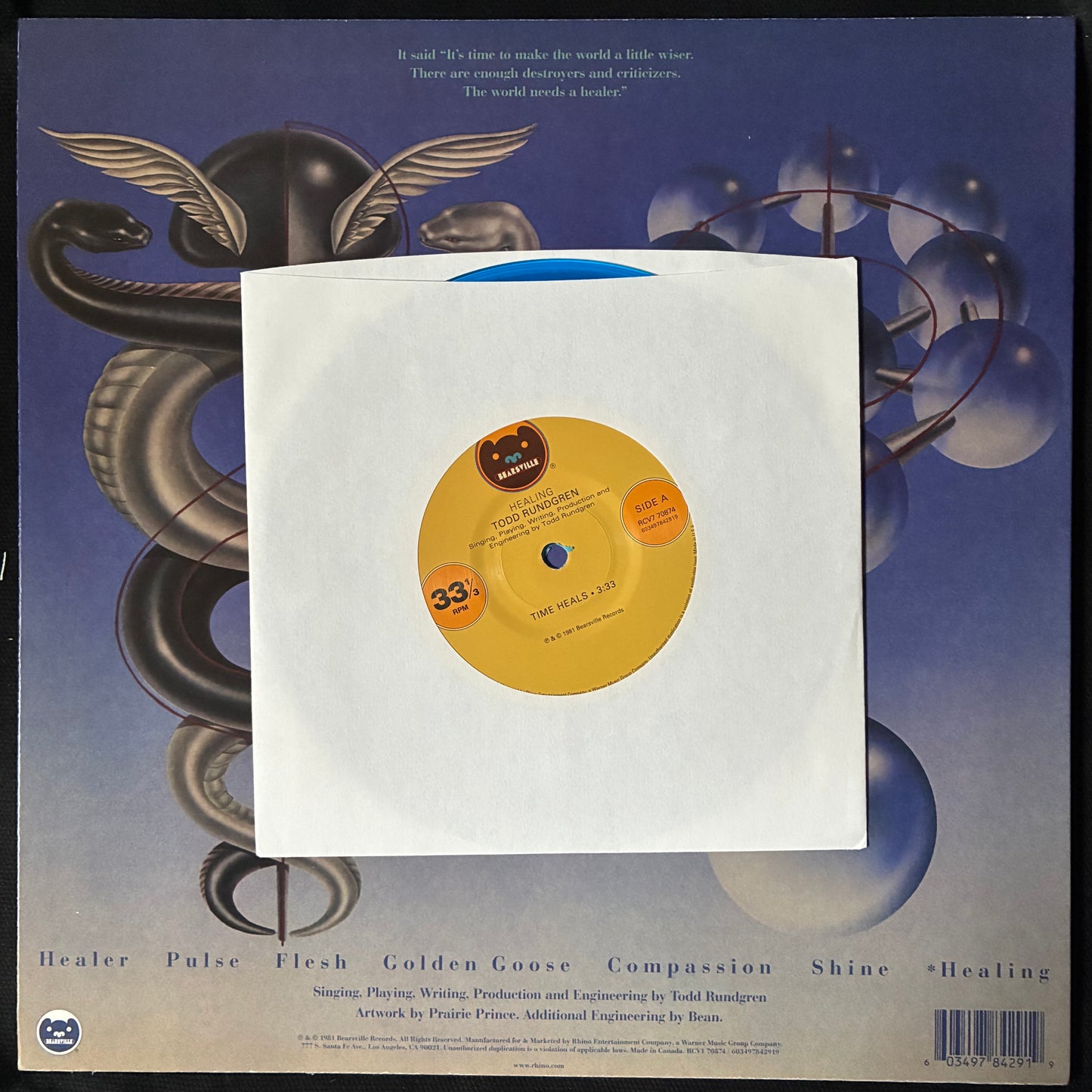 TODD RUNDGREN - HEALING (LP+7") (CLEAR+BLUE COLOURED) (USED VINYL 2021 US M-/M-)