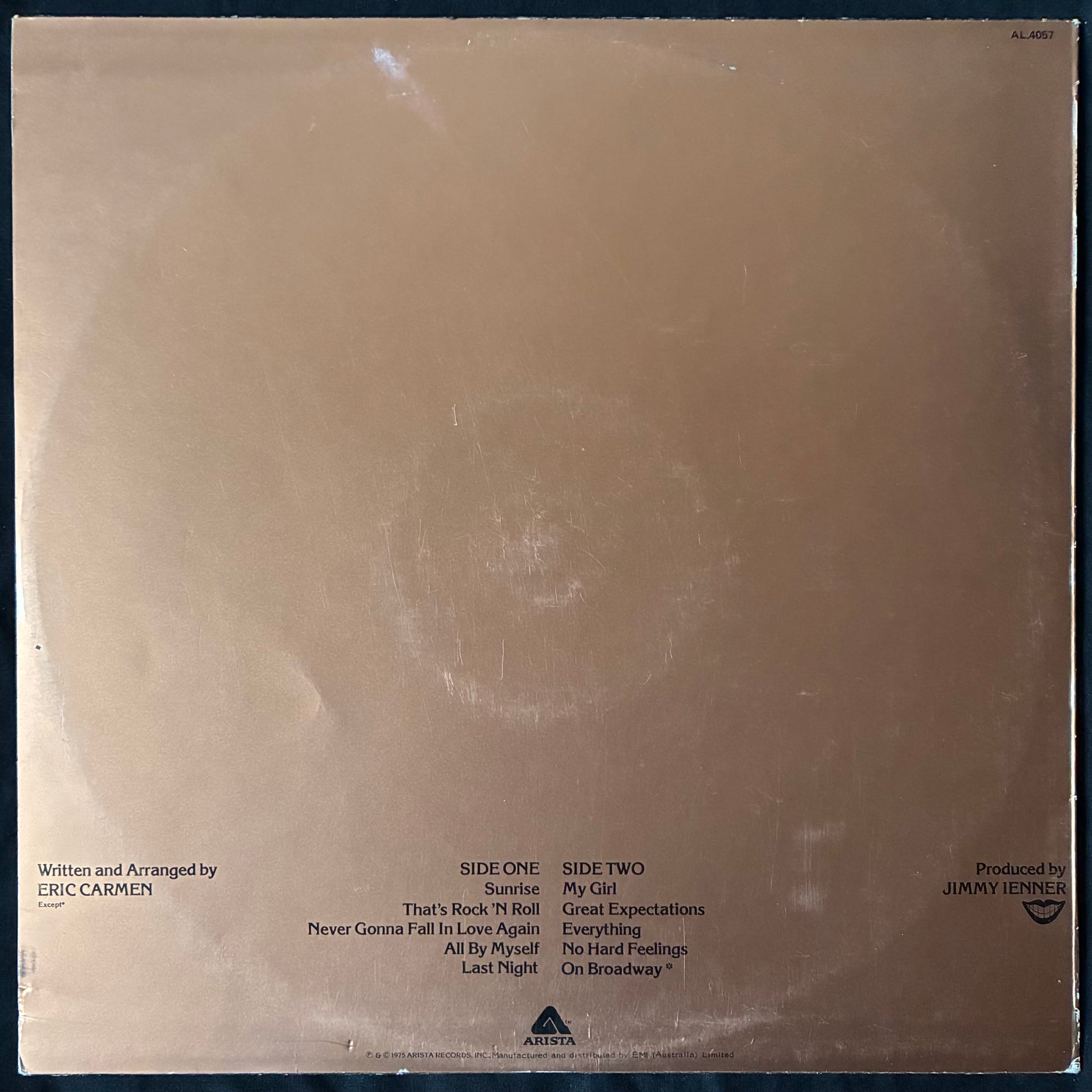 ERIC CARMEN - ERIC CARMEN (USED VINYL 1975 AUS EX+/EX+)