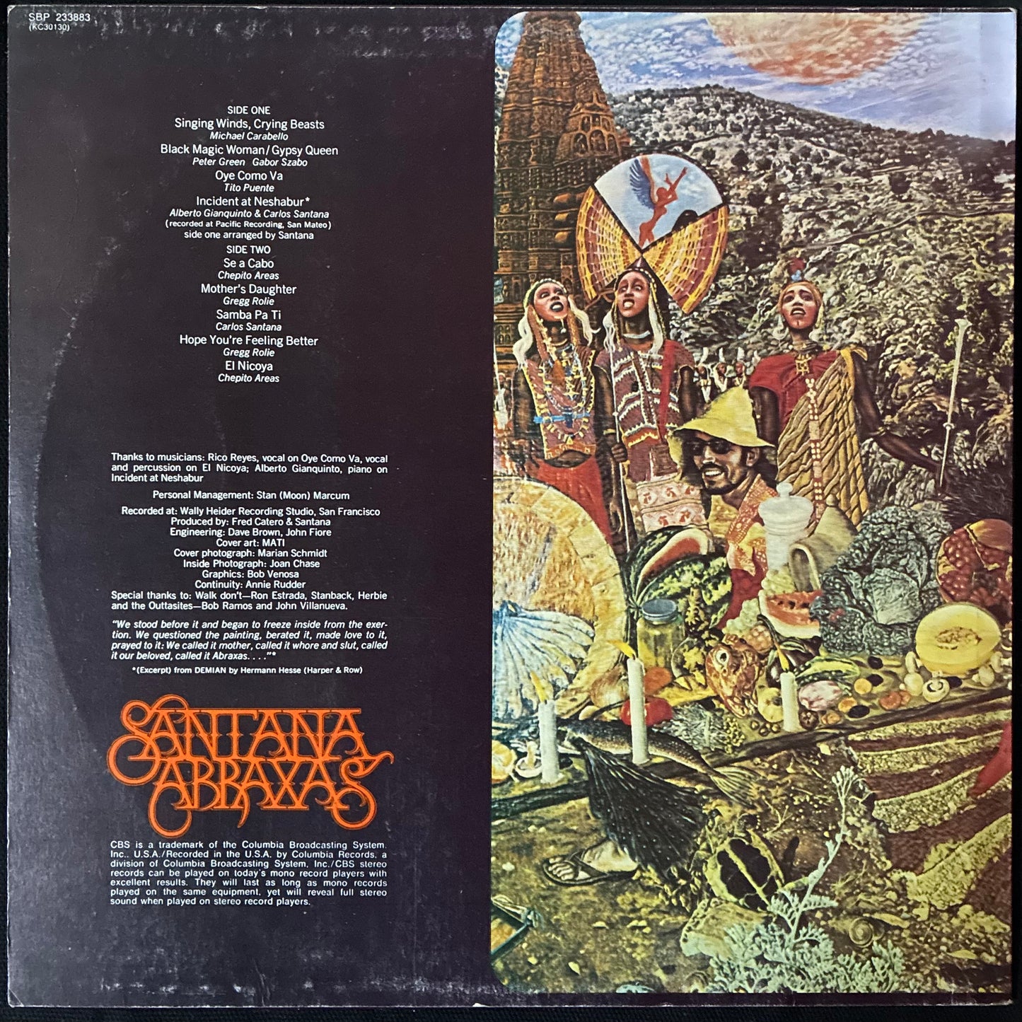 SANTANA - ABRAXAS (USED VINYL 1970 AUS EX+/EX)