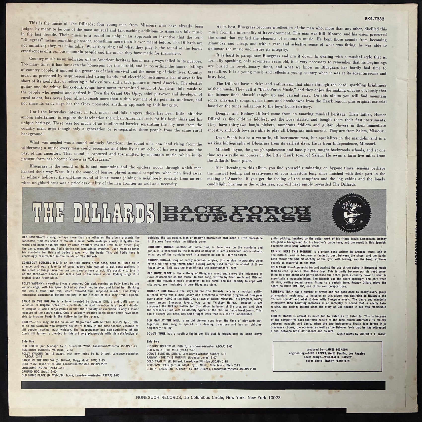 DILLARDS - BACK PORCH BLUEGRASS (USED VINYL US M-/EX)