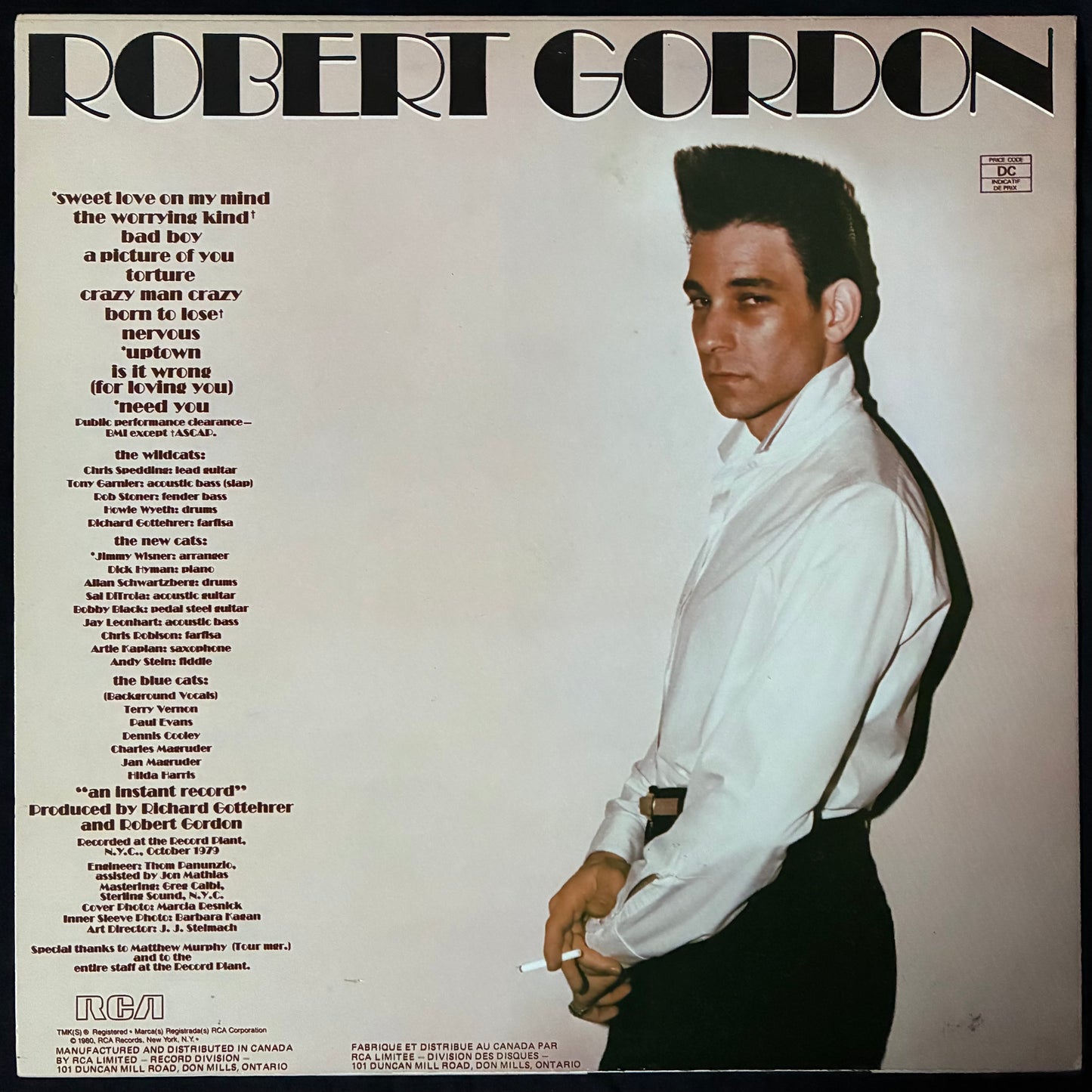 ROBERT GORDON - BAD BOY (USED VINYL 1980 CANADA M-/EX+)