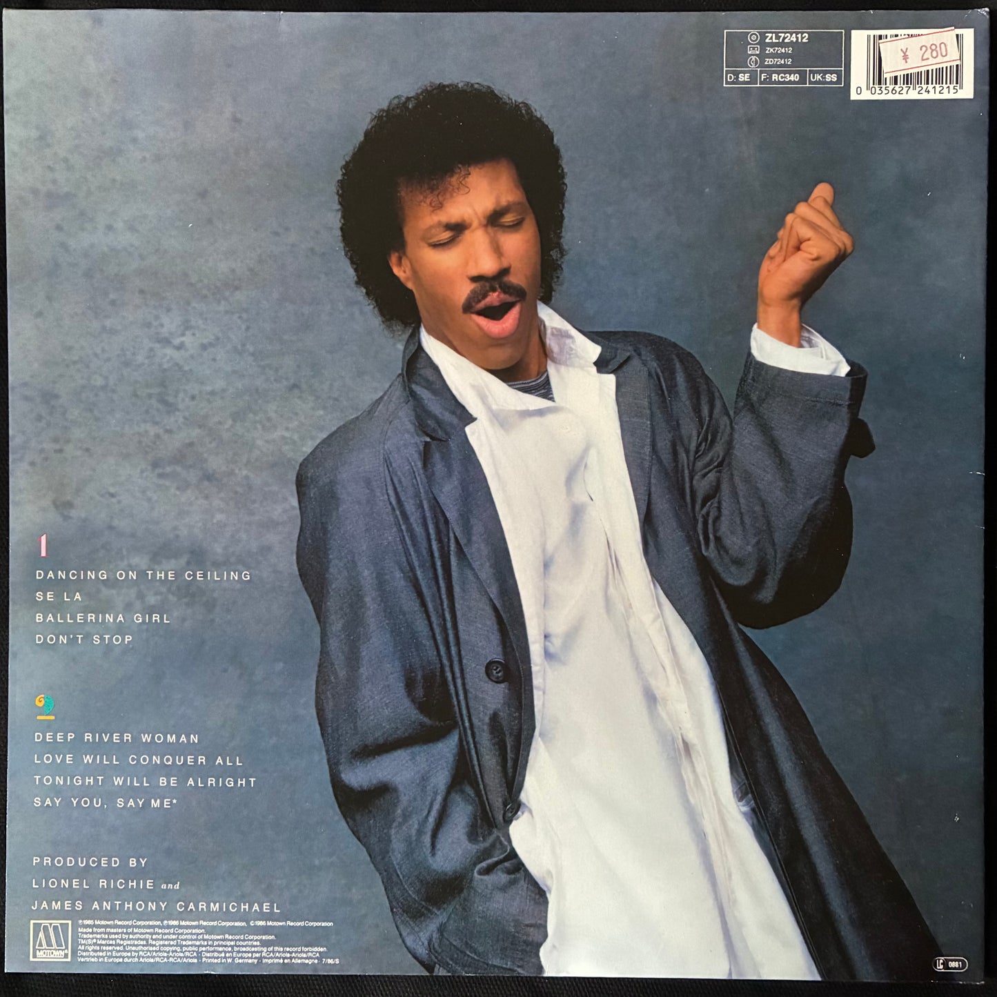 LIONEL RICHIE - DANCING ON THE CEILING (USED VINYL 1986 GERMANY M-/M-)