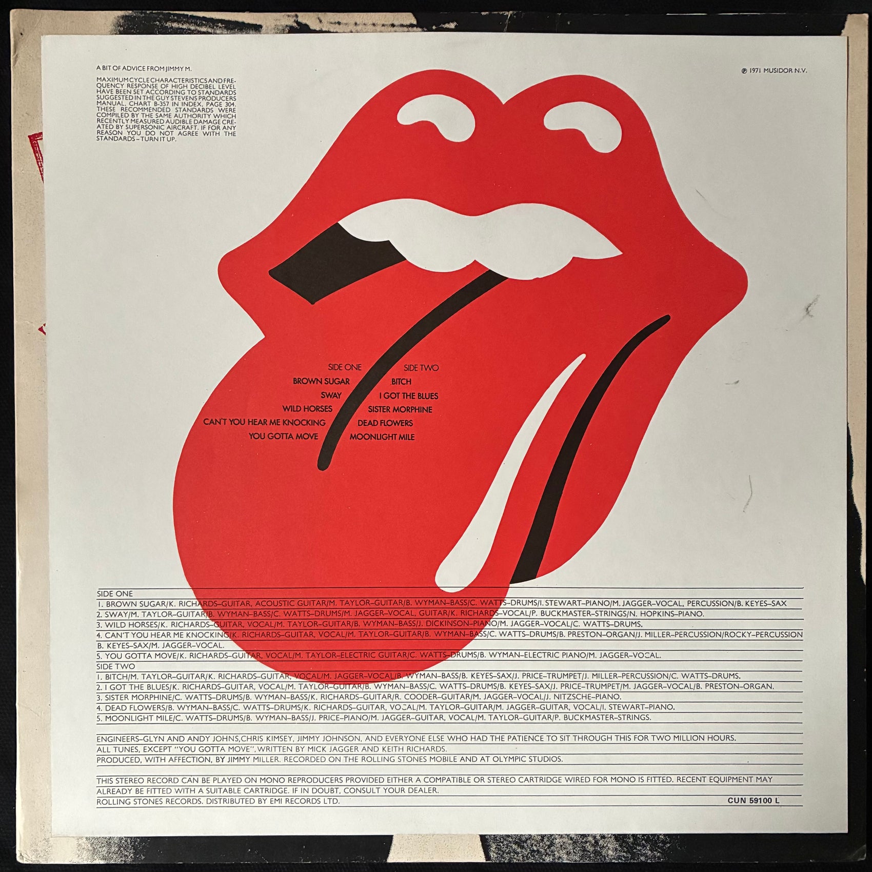 ROLLING STONES - STICKY FINGERS (WARHOL ZIPPER SLEEVE) (USED VINYL 1979 UK M-/EX+)