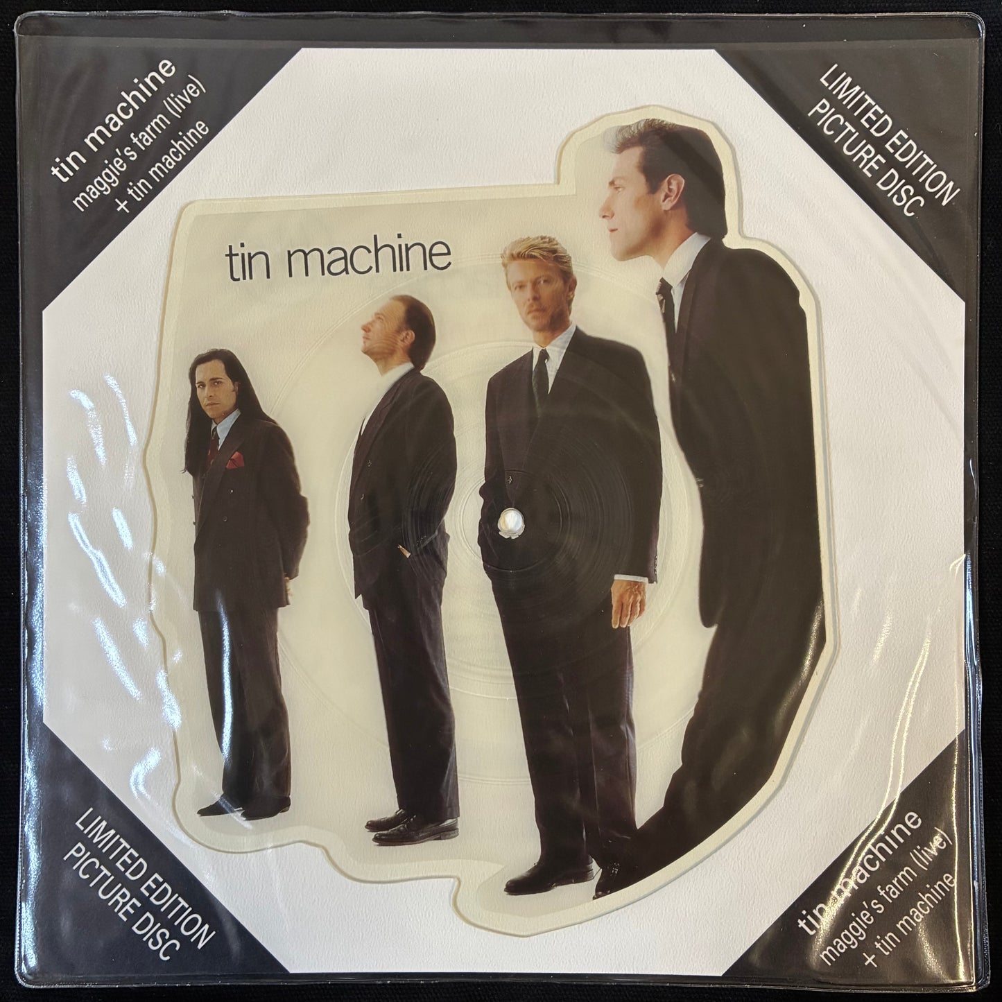 TIN MACHINE - MAGGIE'S FARM (LIVE)/TIN MACHINE (USED VINYL 1989 UK (PICTURE DISC) M-/M-)