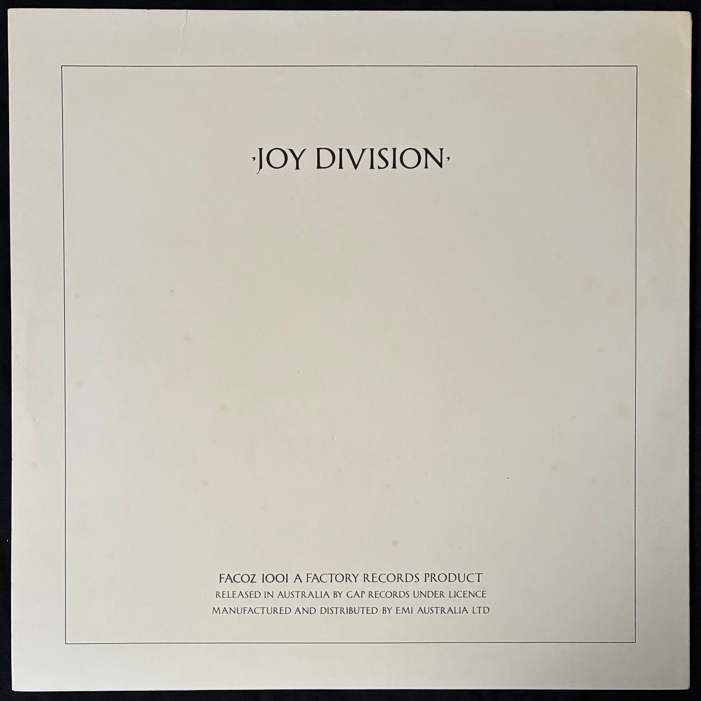 JOY DIVISION - CLOSER (FIRST PRESSING) (USED VINYL 1981 AUS M-/EX+)