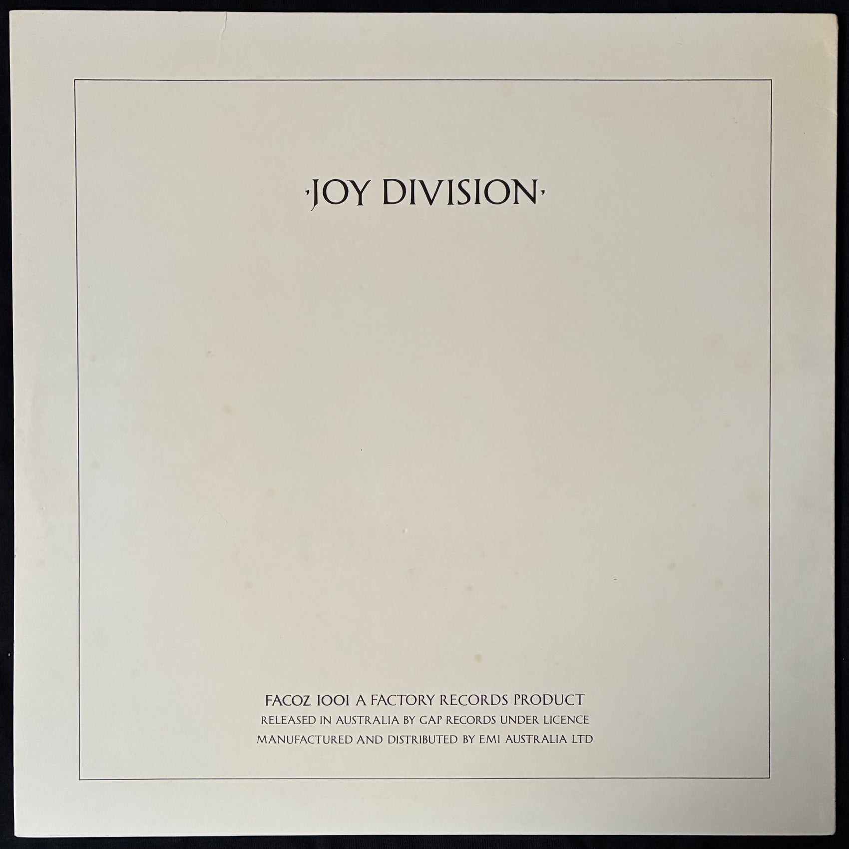 JOY DIVISION - CLOSER (FIRST PRESSING) (USED VINYL 1981 AUS M-/EX+)
