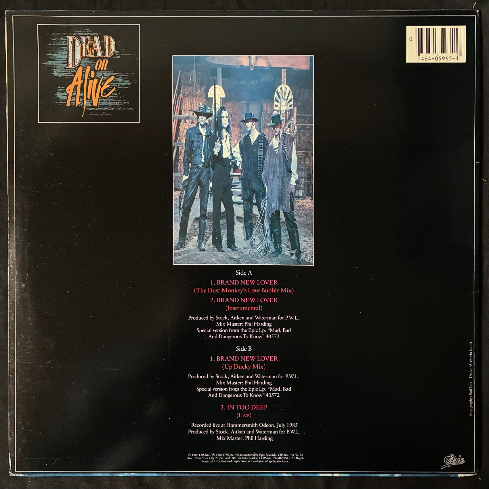 DEAD OR ALIVE - BRAND NEW LOVER (12") (USED VINYL 1986 US M-/M-)