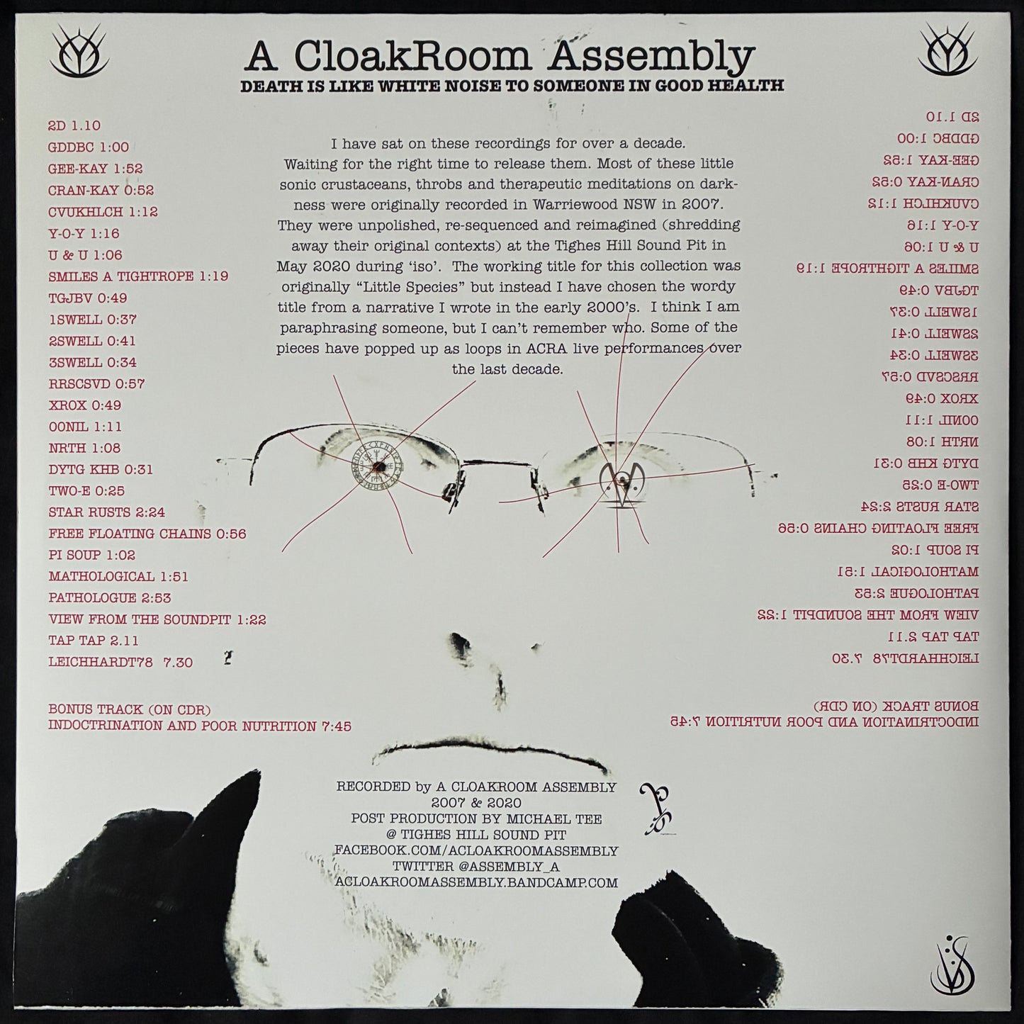 A CLOAKROOM ASSEMBLY - DEATH IS LIKE WHITE NOISE TO SOMEONE IN GOOD HEALTH... (LP+CDR) (CLEAR COLOURED) (USED VINYL 2020 AUS M-/M-)