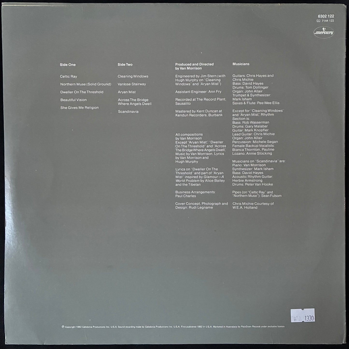 VAN MORRISON - BEAUTIFUL VISION (USED VINYL 1982 AUS EX+/EX-)