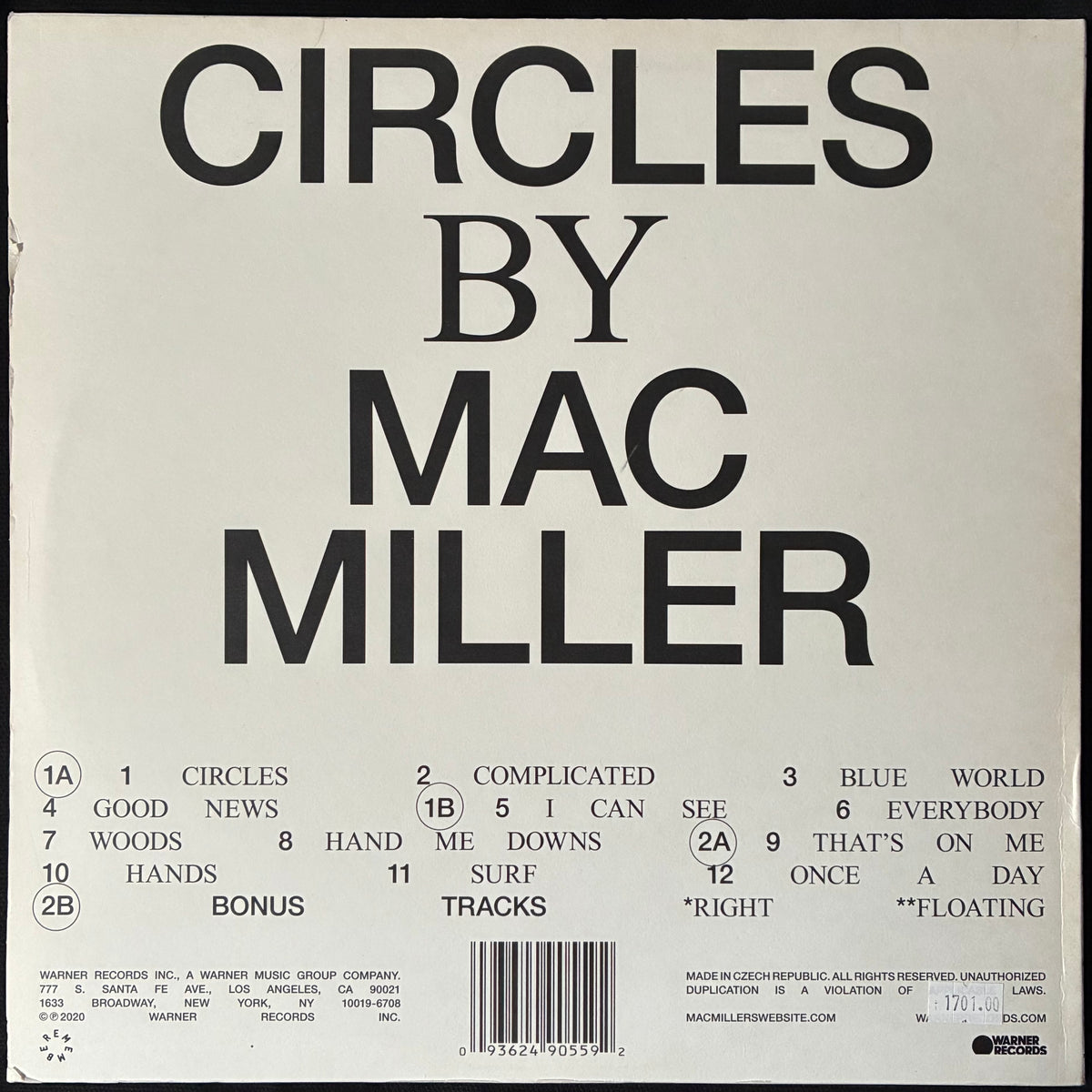 MAC MILLER - CIRCLES (CLEAR COLOURED) (USED VINYL 2020 US M-/EX+)