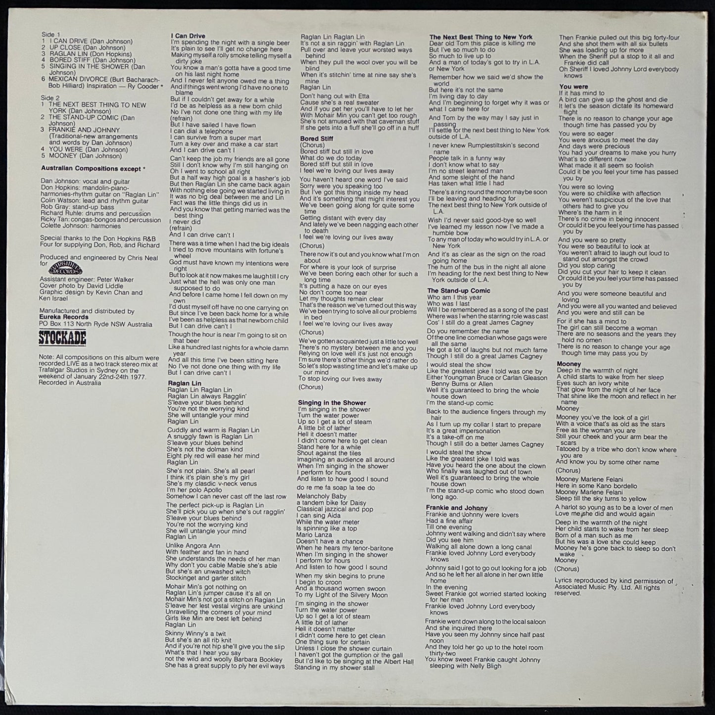 DAN JOHNSON - I CAN DRIVE (USED VINYL 1977 AUS M-/EX+)