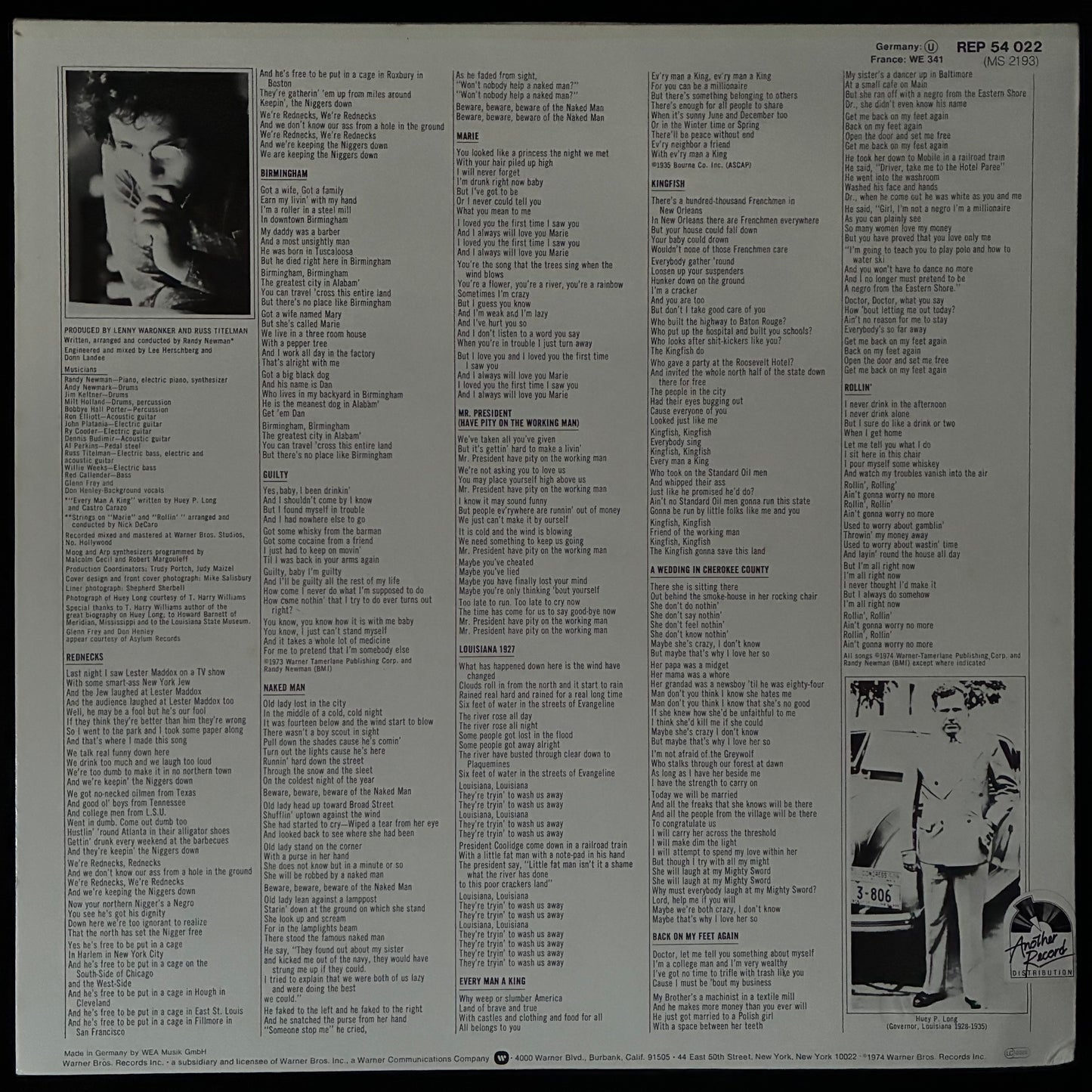 RANDY NEWMAN - GOOD OLD BOYS (USED VINYL 1973 GERMANY M-/EX+)