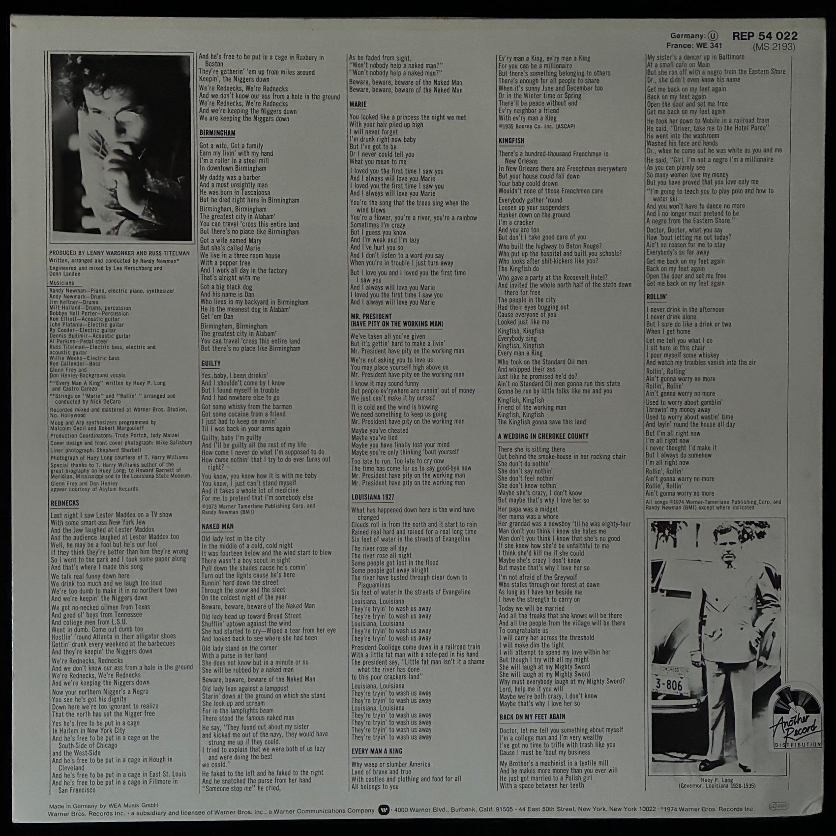 RANDY NEWMAN - GOOD OLD BOYS (USED VINYL 1973 GERMANY M-/EX+)