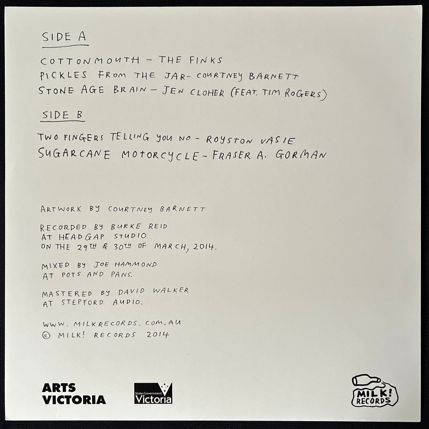 VARIOUS ARTISTS - A PEAR OF PAIRS (WITH SHADOWS) A MILK! RECORDS COMPILATION (10") (WHITE COLOURED) (USED VINYL 2014 AUS M-/M-)