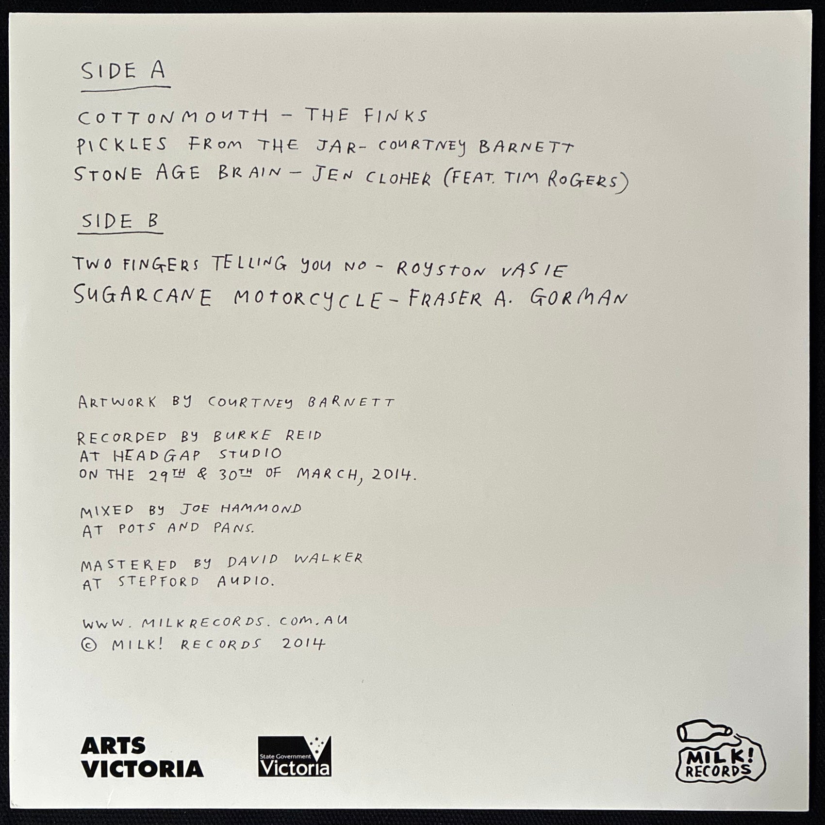 VARIOUS ARTISTS - A PEAR OF PAIRS (WITH SHADOWS) A MILK! RECORDS COMPILATION (10") (WHITE COLOURED) (USED VINYL 2014 AUS M-/M-)