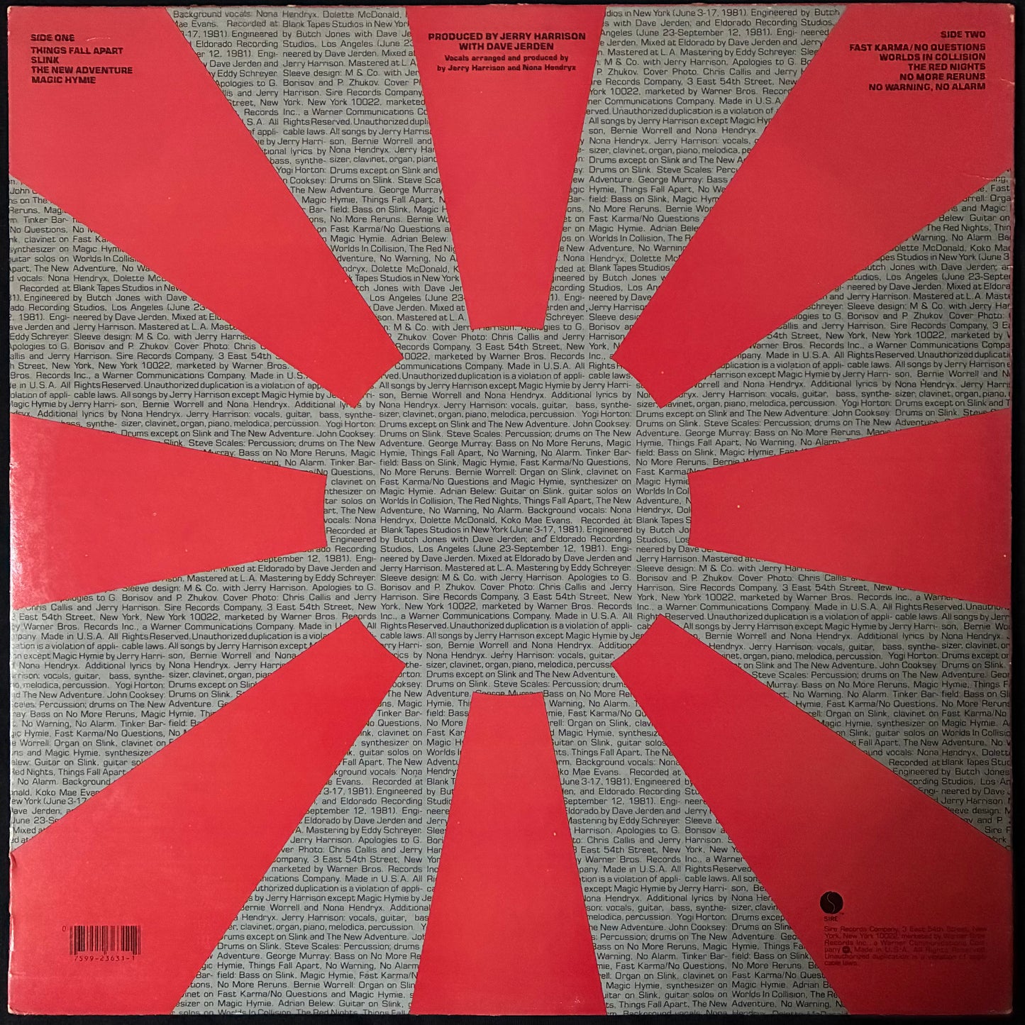 JERRY HARRISON - THE RED AND THE BLACK (USED VINYL 1981 US M-/EX+)