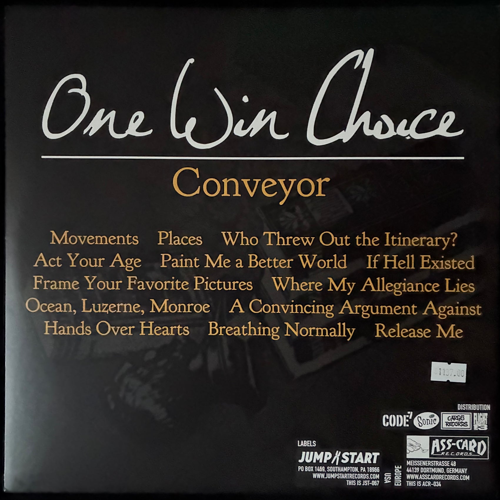 ONE WIN CHOICE - CONVEYOR (USED VINYL 2011 US EX+/M-)