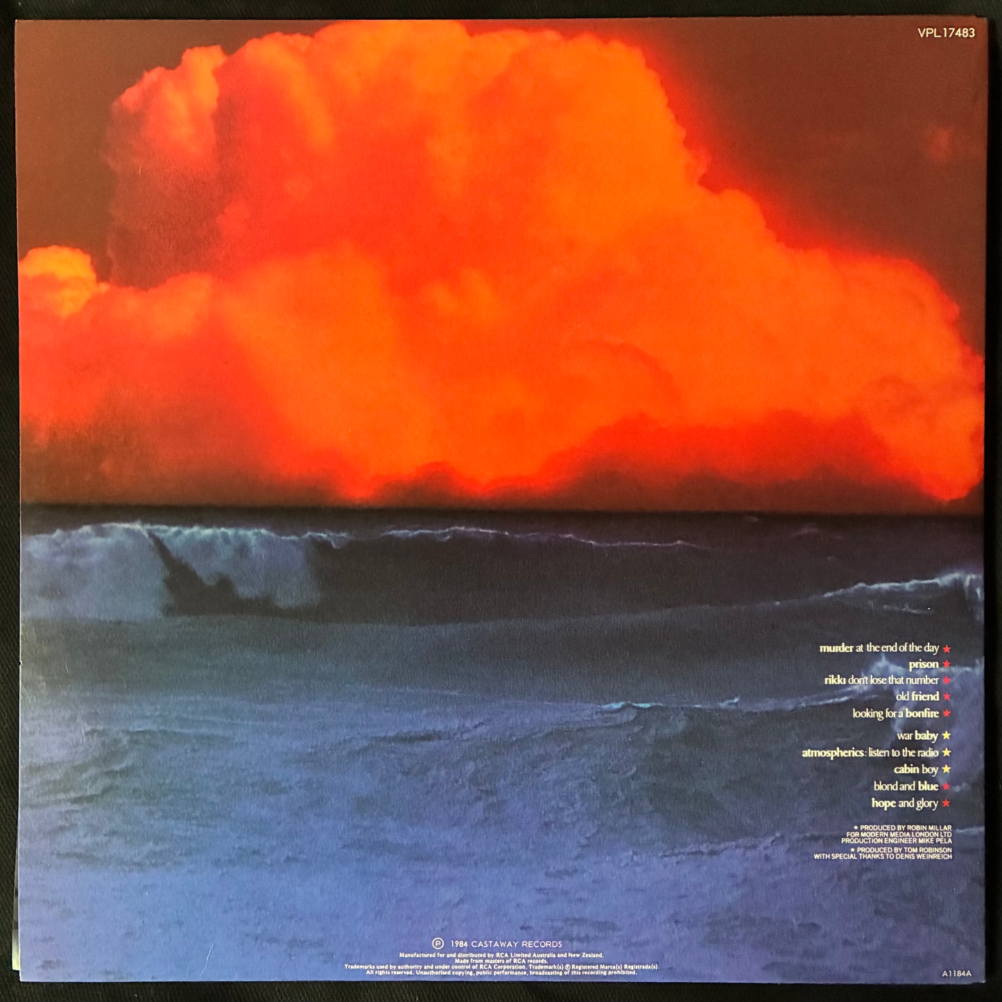 TOM ROBINSON BAND - HOPE AND GLORY (USED VINYL 1984 AUS M-/M-)