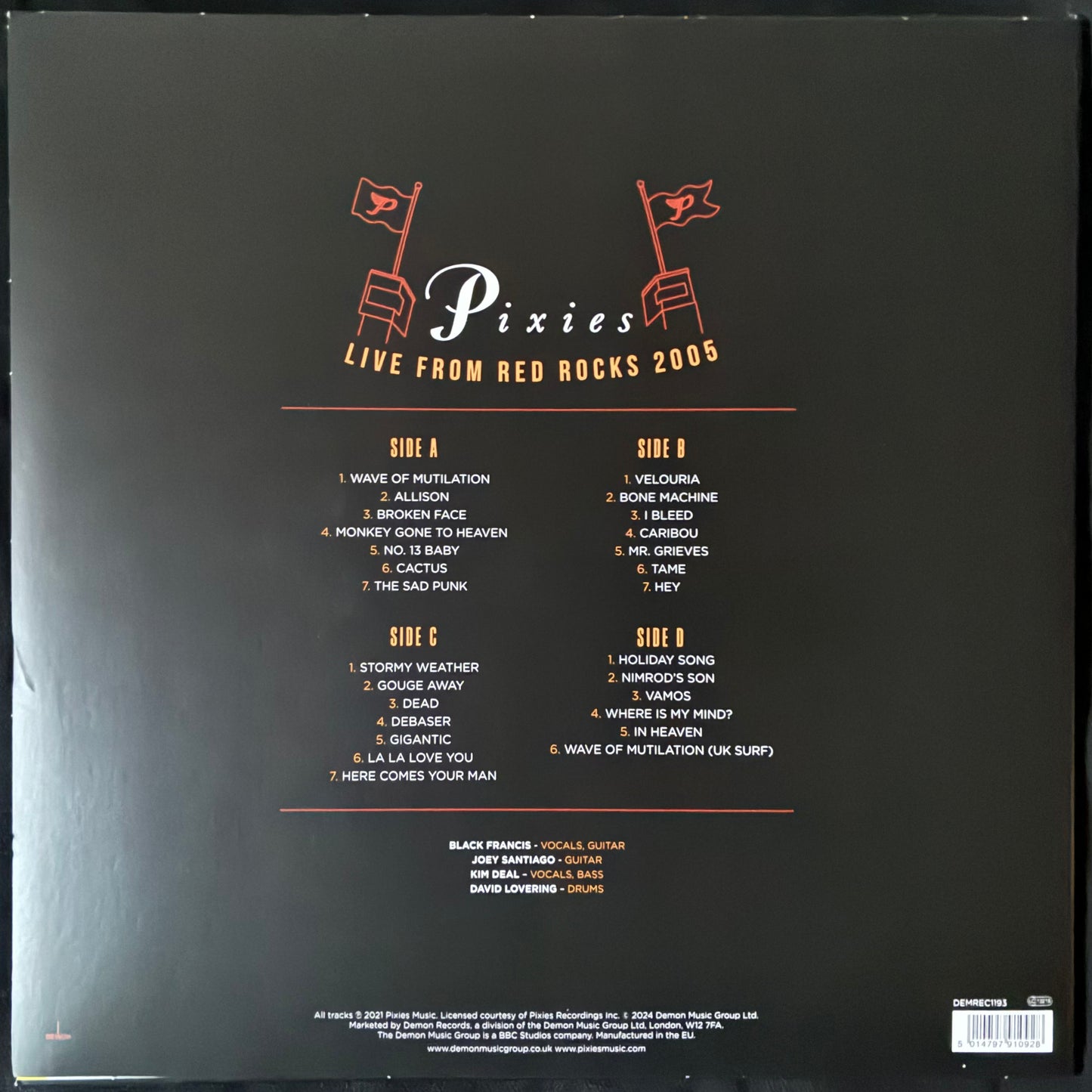 PIXIES - LIVE FROM RED ROCKS 2006 (2LP) (RED/ORANGE COLOURED) (USED VINYL 2021 UK/EU M-/M-)