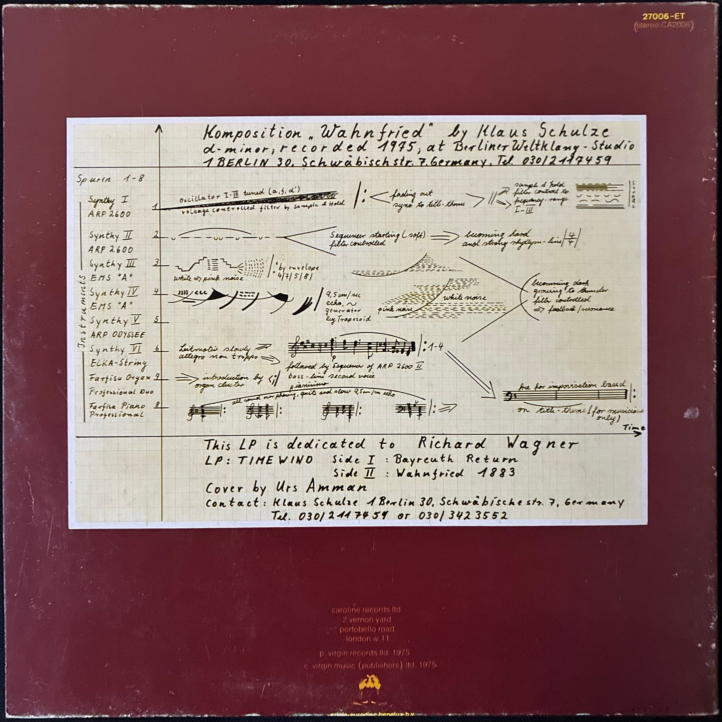 KLAUS SCHULZE - TIMEWIND (USED VINYL 1975 UK EX+/EX+)