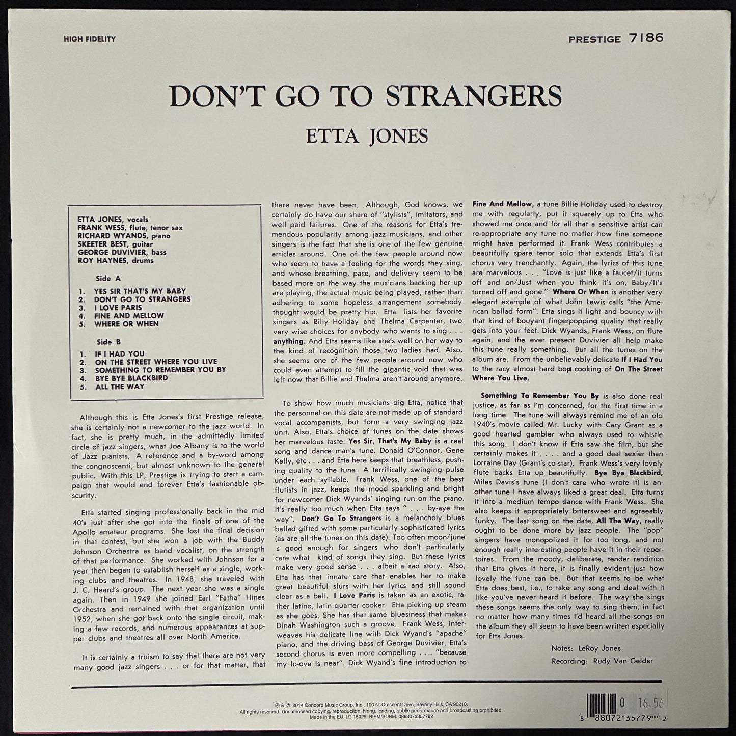 ETTA JONES - DON'T GO TO STRANGERS (USED VINYL 2014 EU EX+/EX+)