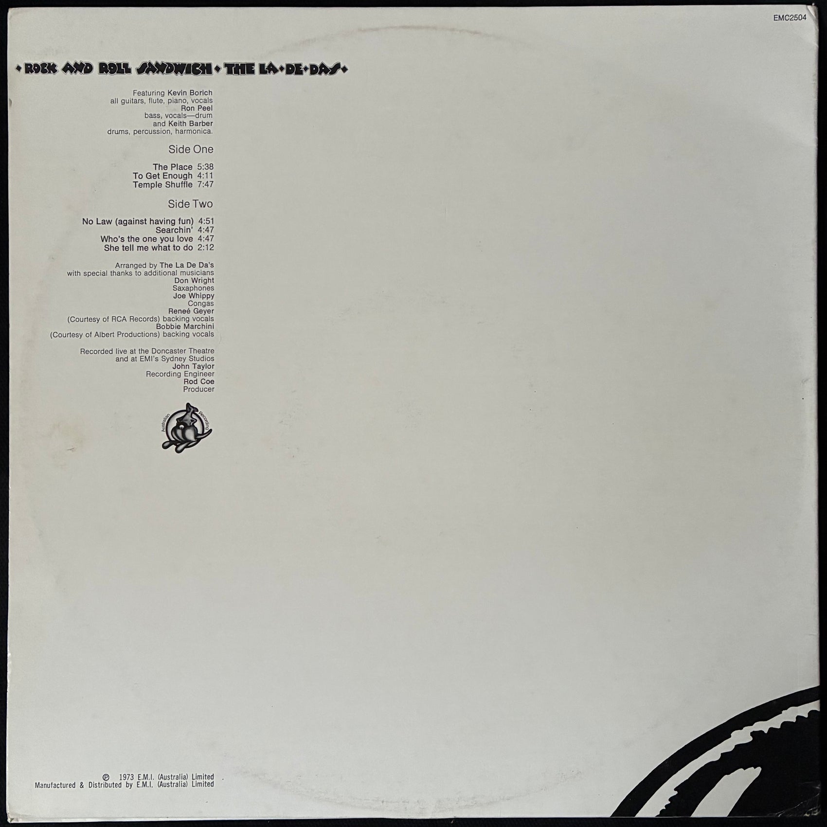LA DE DAS - ROCK AND ROLL SANDWICH (USED VINYL 1973 AUS EX+/EX+)