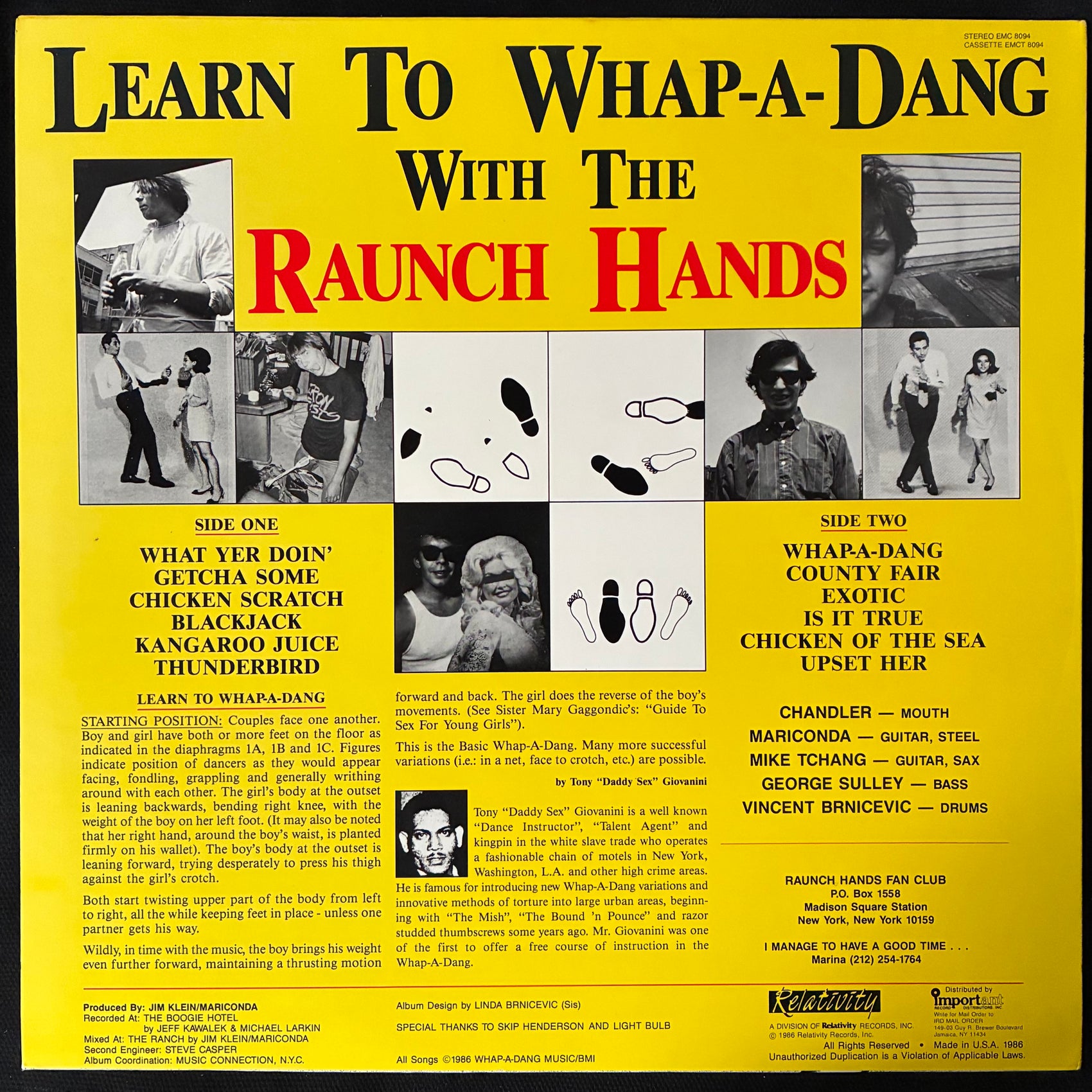 RAUNCH HANDS - LEARN TO WHAP-A-DANG (USED VINYL 1986 US M-/M-)