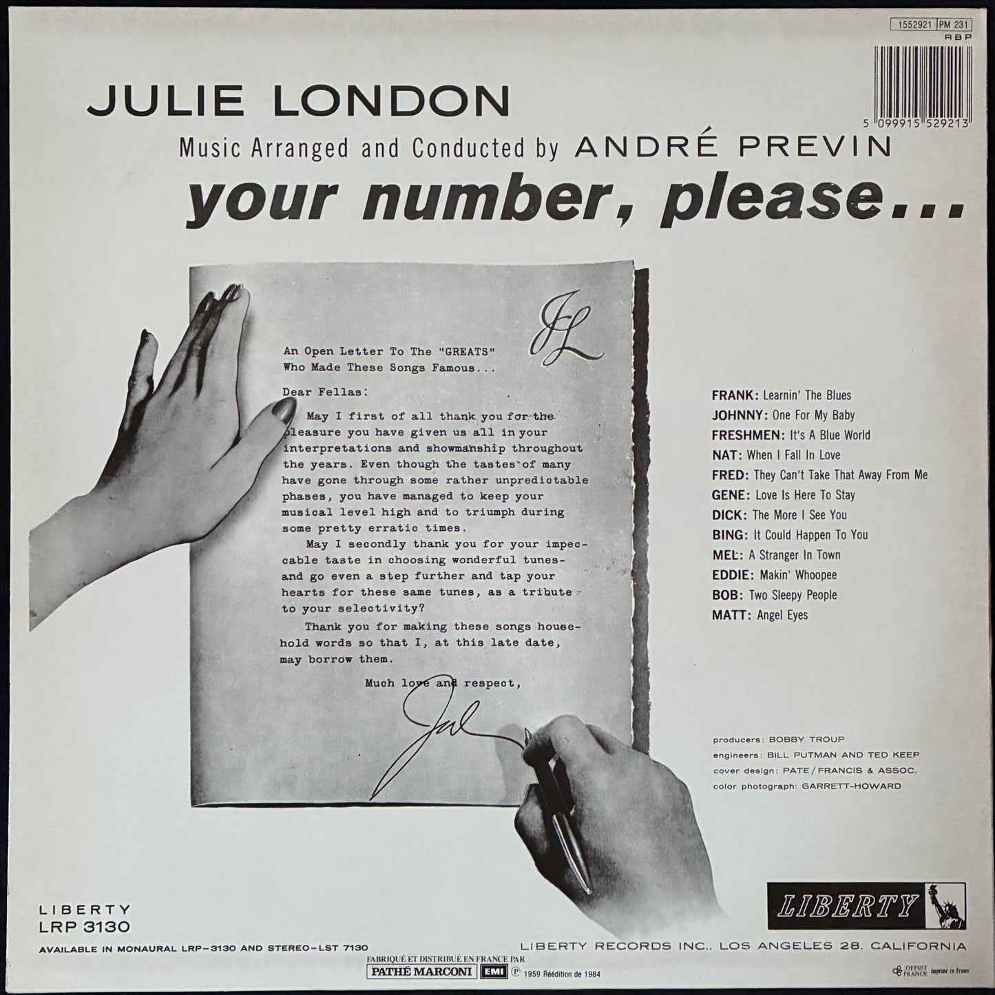 JULIE LONDON - YOUR NUMBER PLEASE... (USED VINYL 1984 FRANCE M-/M-)
