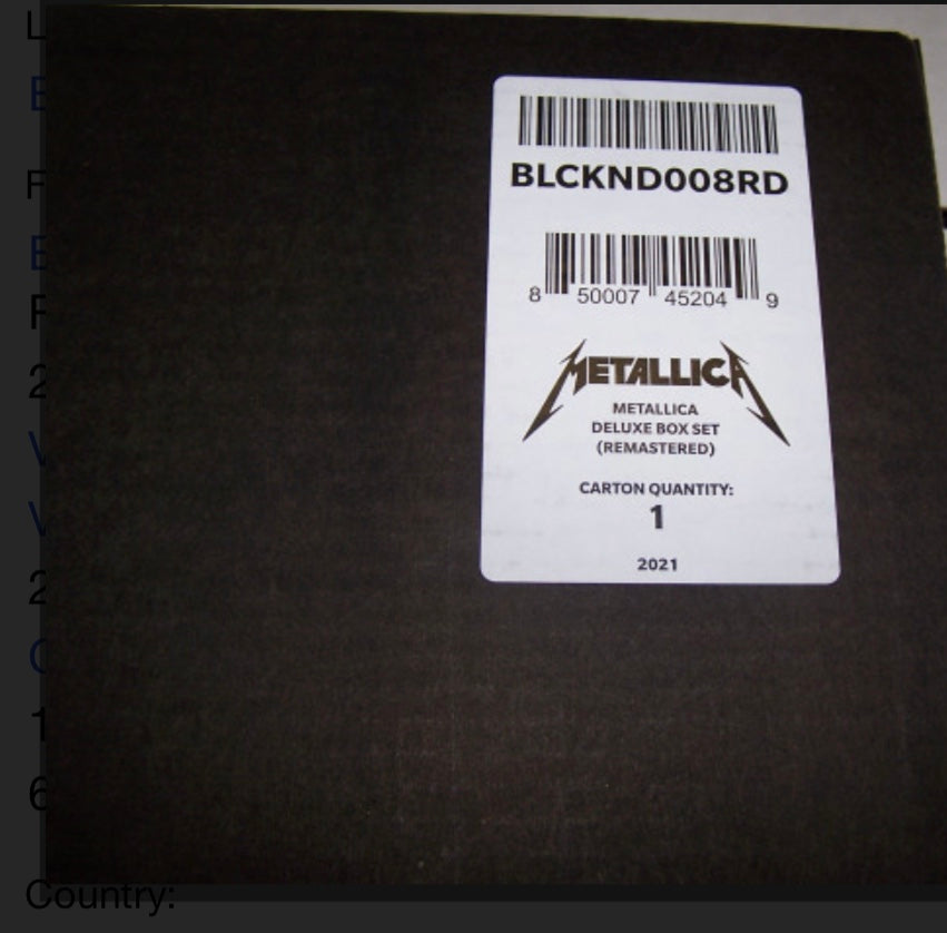 METALLICA - METALLICA (2021 BOX SET 6 x LP 13 x CD 6 x DVD) VINYL