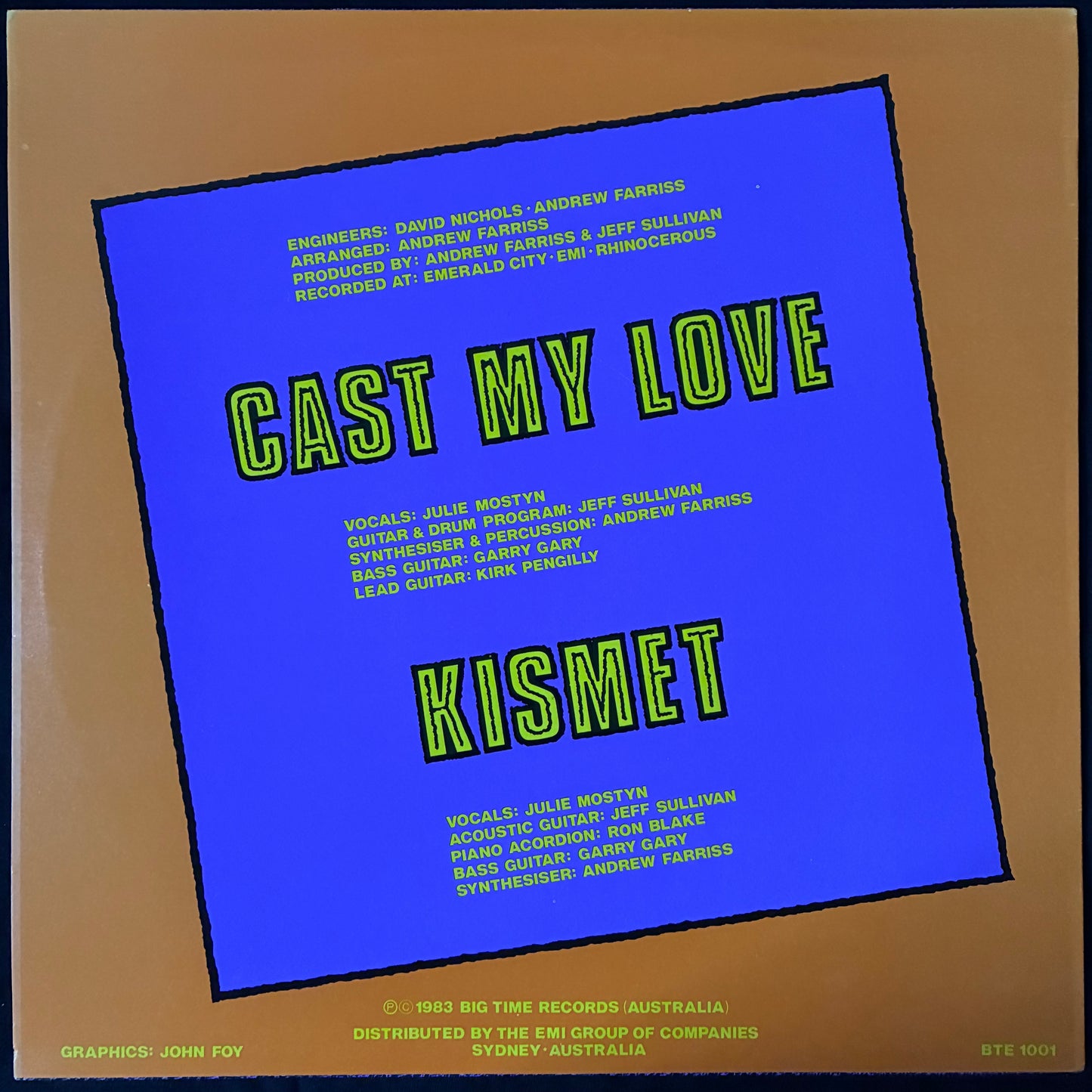 FLAMING HANDS - CAST MY LOVE (12") (USED VINYL 1983 AUS M-/M-)