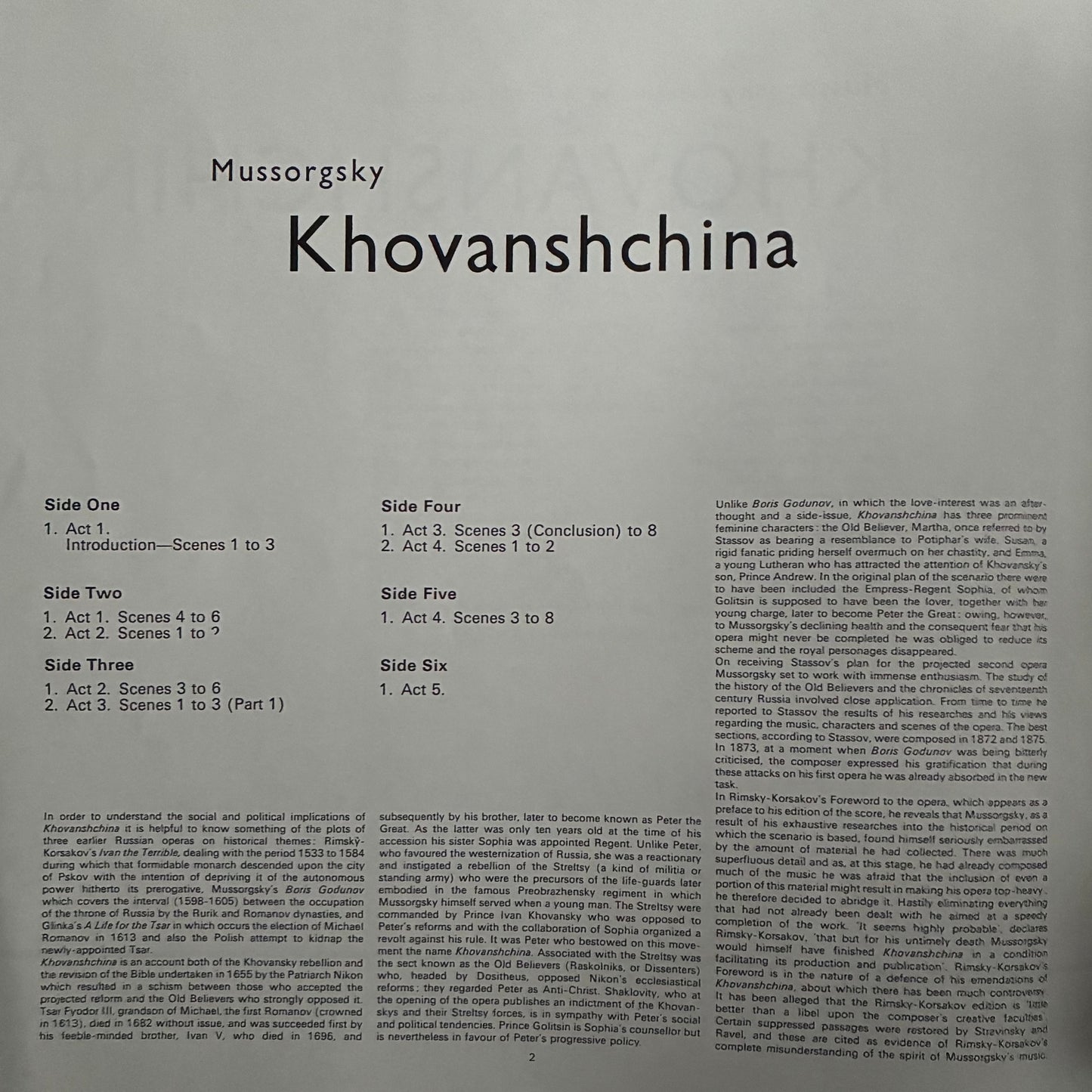 MOSSOURGSKY - KHOVANSHCHINA (3LP) (USED VINYL 1974 AUS M-/EX+)