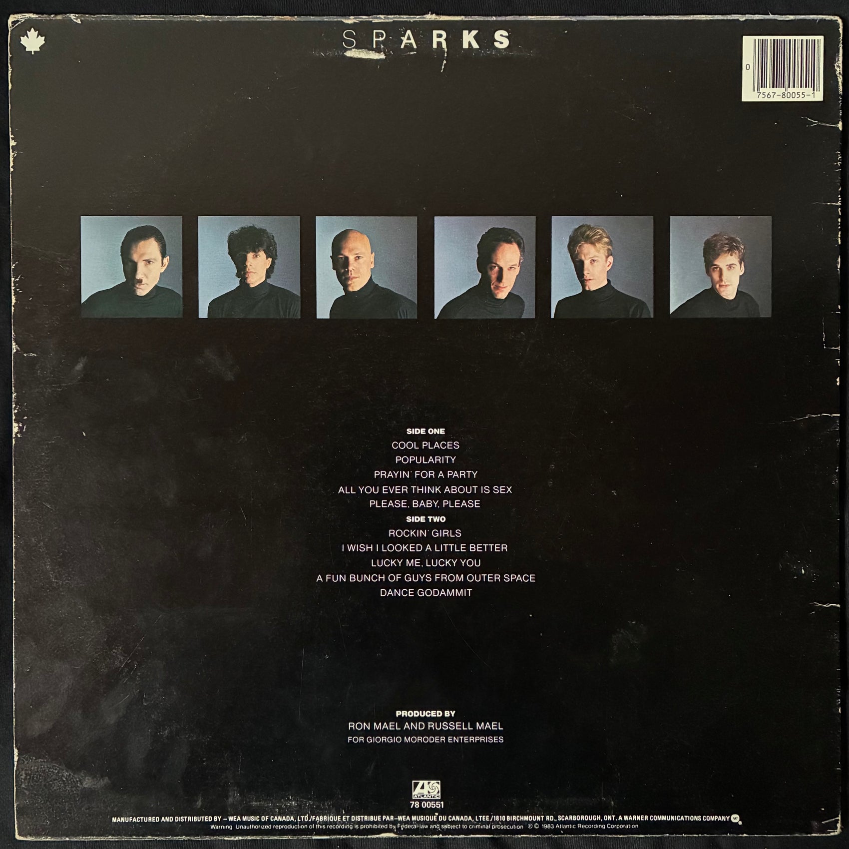 SPARKS - IN OUTER SPACE (USED VINYL 1983 CANADA M-/EX-)