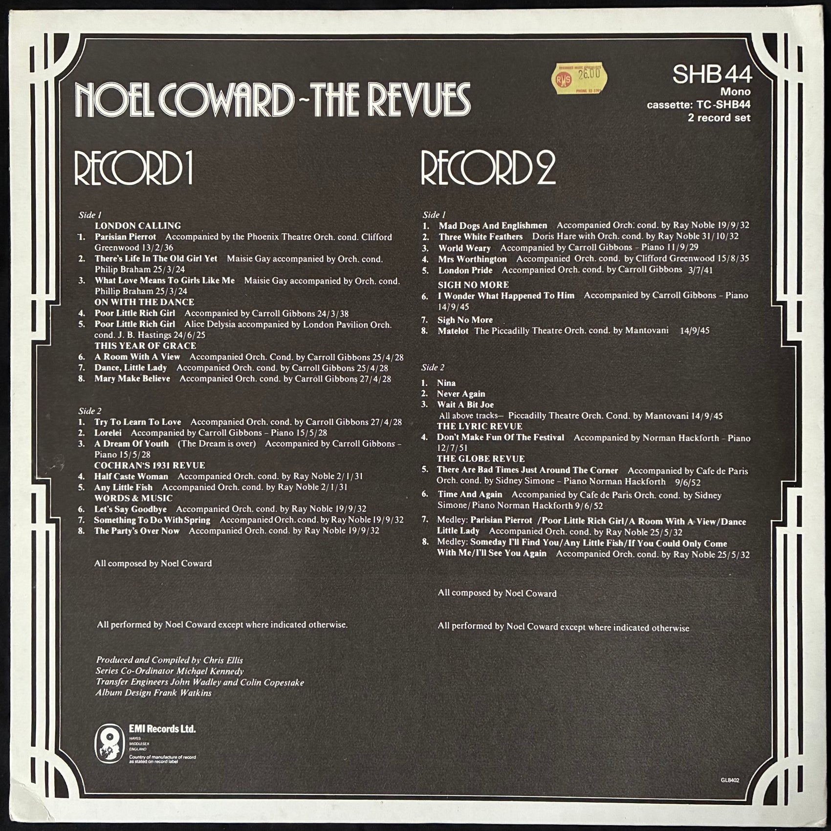 NOEL COWARD - THE REVUES (2LP) (USED VINYL 1977 UK M-/EX+)