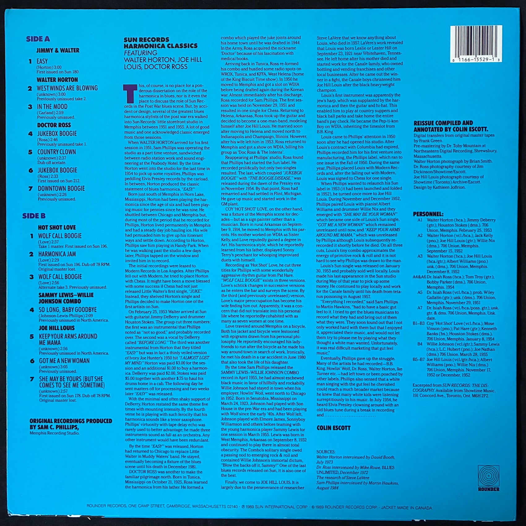 VARIOUS ARTISTS - SUN RECORDS HARMONICA CLASSICS (USED VINYL 1988 US M-/M-)