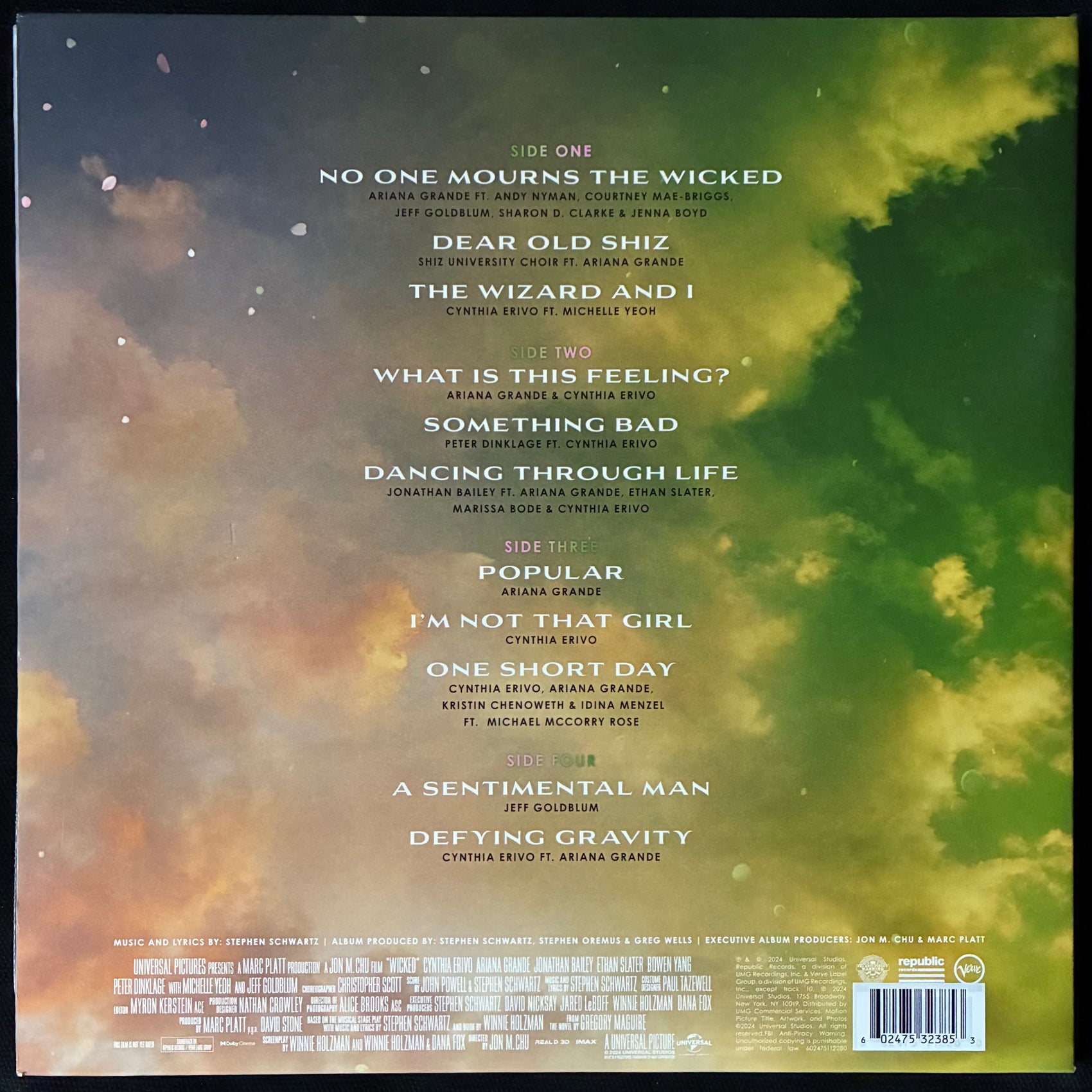 VARIOUS ARTISTS - WICKED : THE SOUNDTRACK OST (2LP) (GREEN/PINK COLOURED) (USED VINYL 2024 UK M-/M-)
