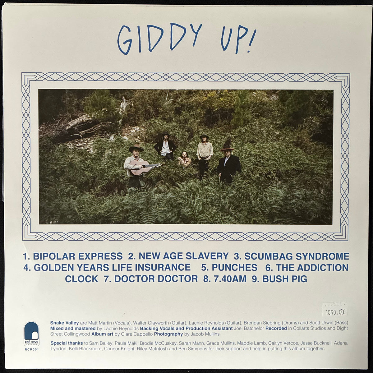 SNAKE VALLEY - GIDDY UP! (CLEAR/BLACK/BLUE SPLATTER) (USED VINYL 2020 AUS M-/M-)